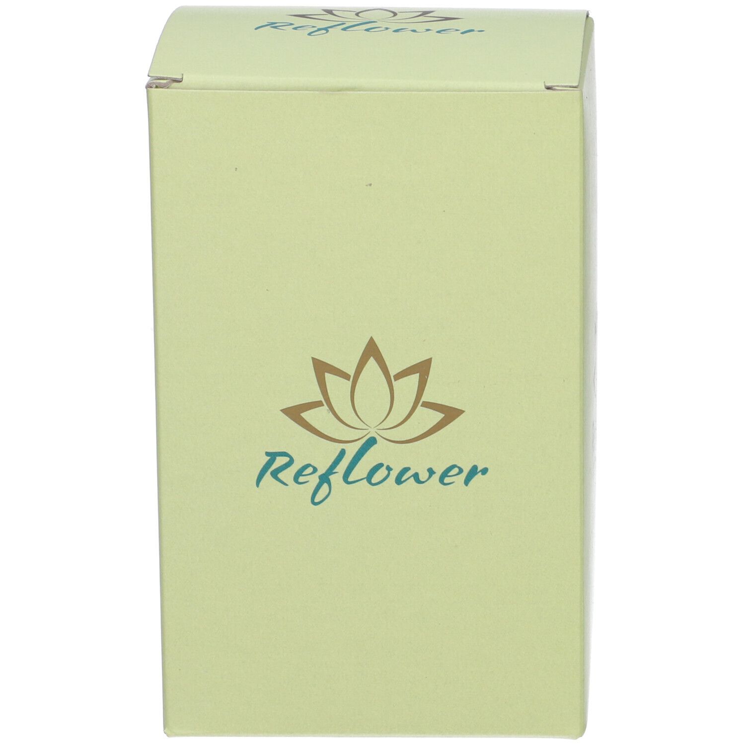Scatola verde con logo e scritta: Reflower.