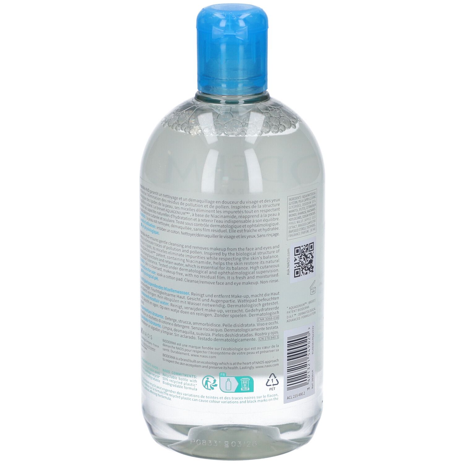 BIODERMA Hydrabio H2O Acqua micellare struccante idratante pelle disidratata