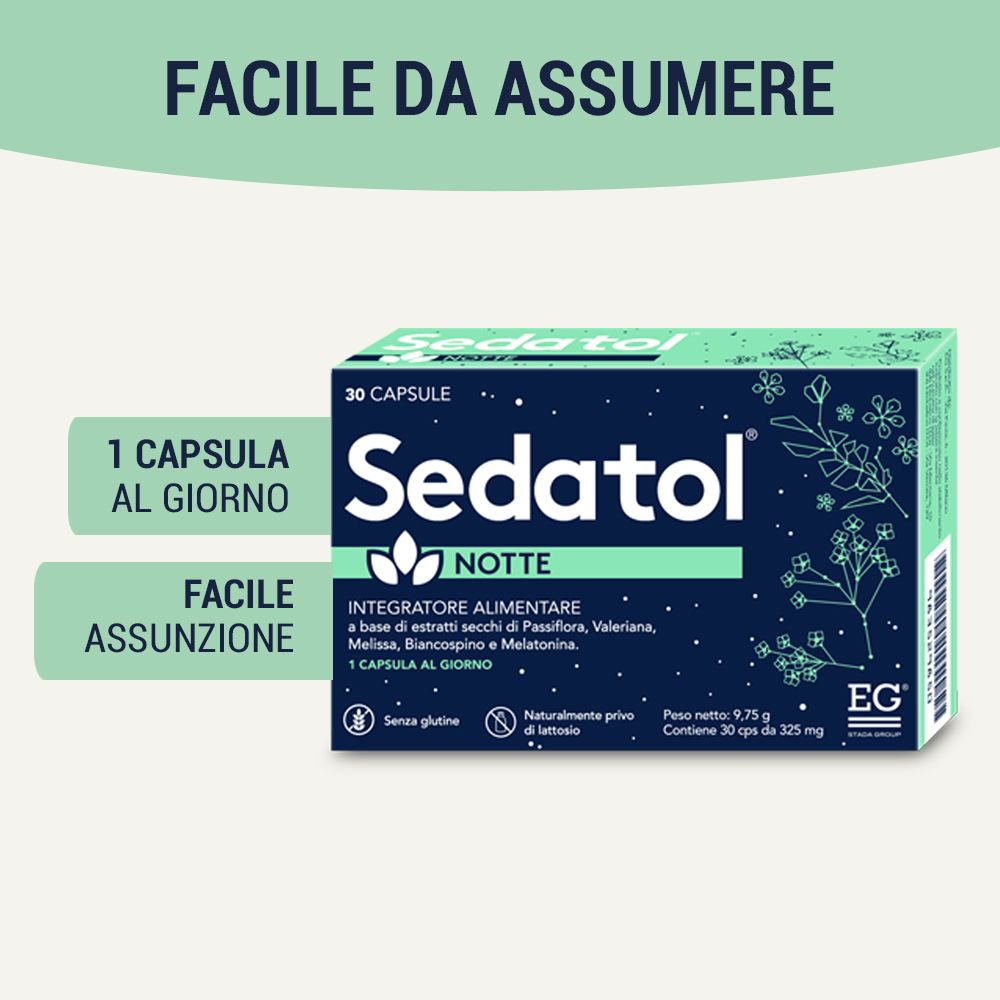 Confezione Sedatol Notte, 1 capsula al giorno, facile assunzione.