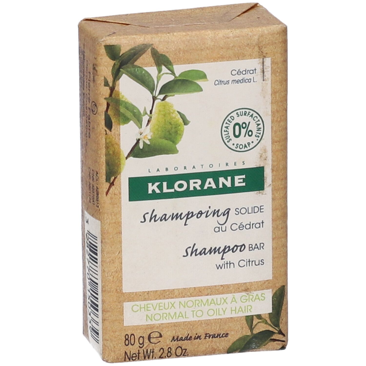 Klorane Shampoo solido al Cedro 80g - Capelli da normali a grassi