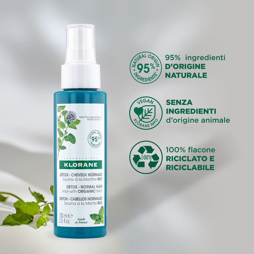 Klorane Spray alla Menta BIO 200ml - Detox, capelli purificati