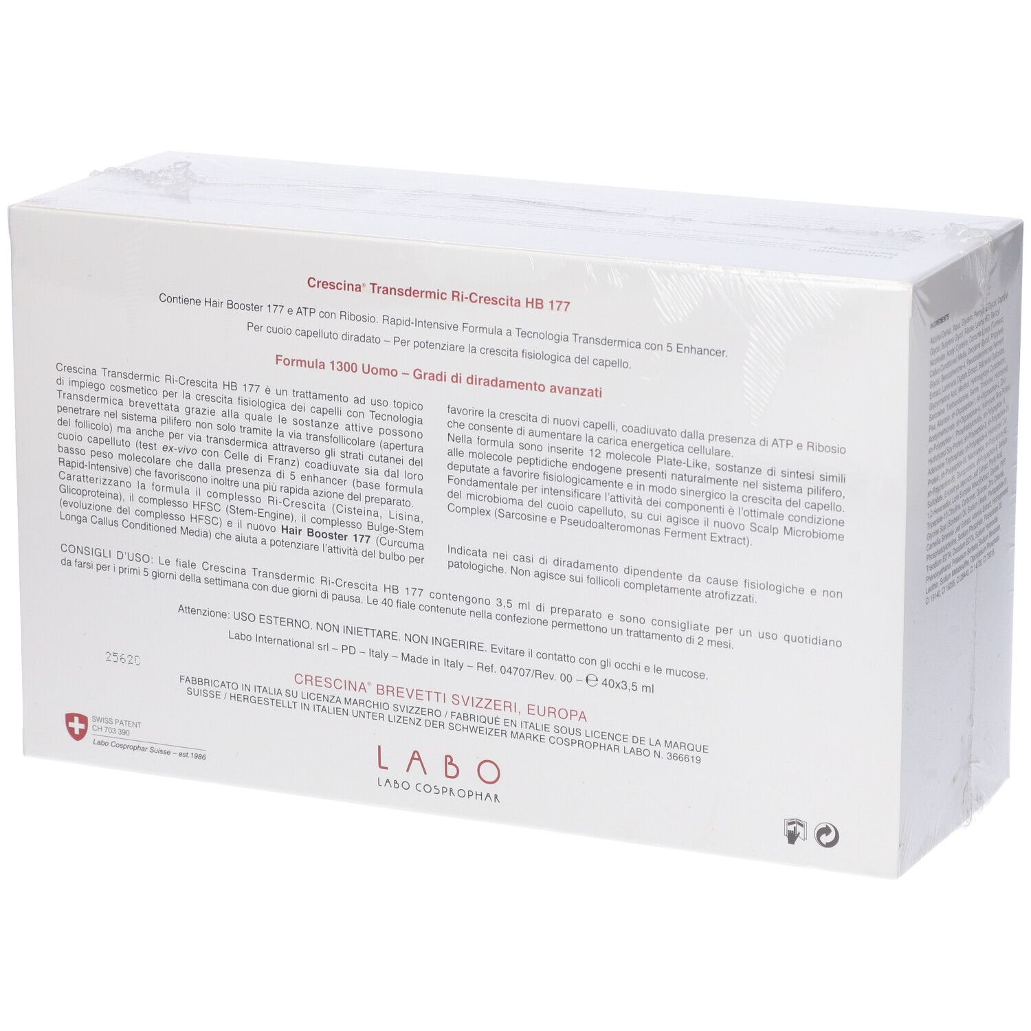 CRESCINA® Transdermic Ri-Crescita HB 177 1300 Uomo 40 Fiale