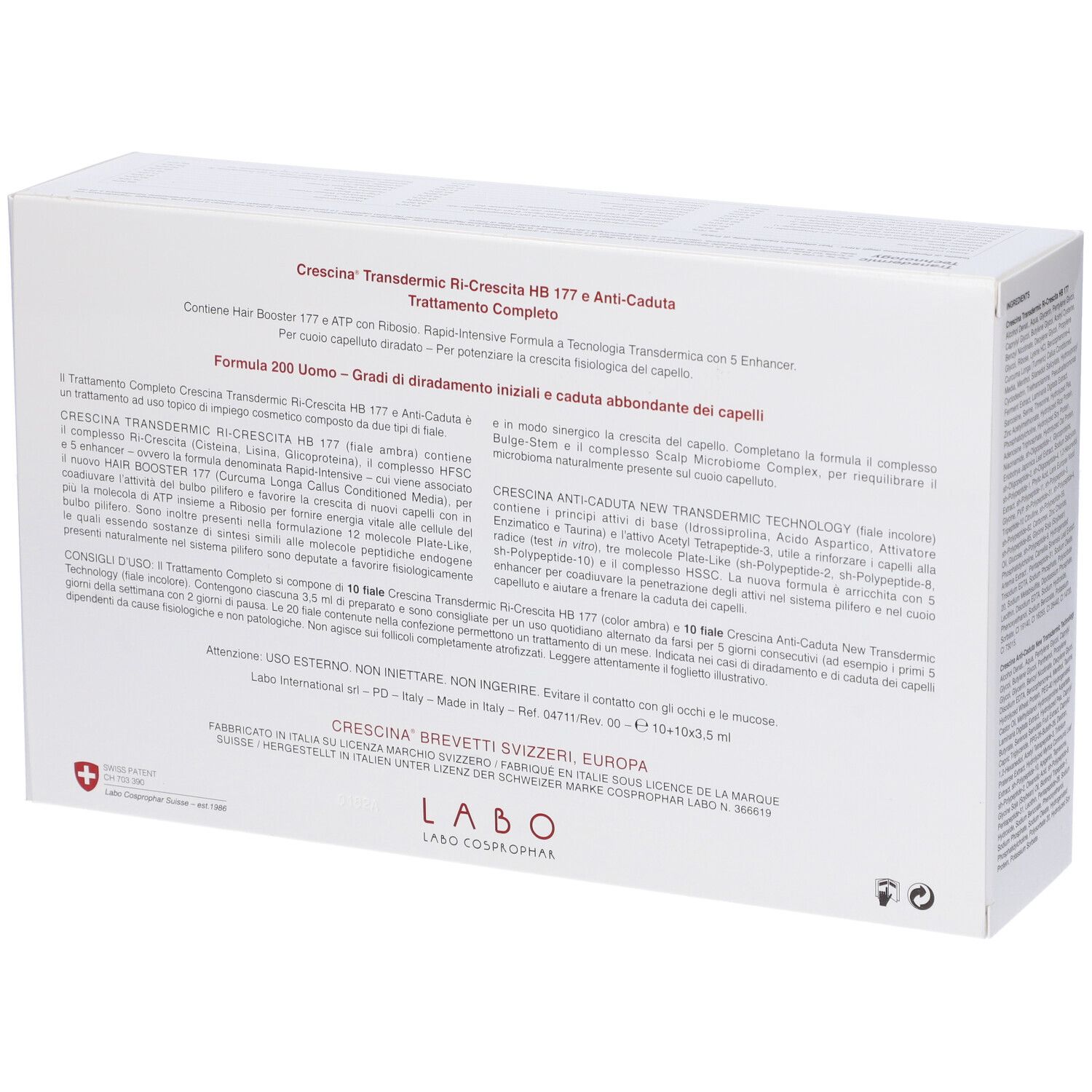 Labo Crescina Ri-Crescita HB 177 e Anti-Caduta Formula 200 Uomo