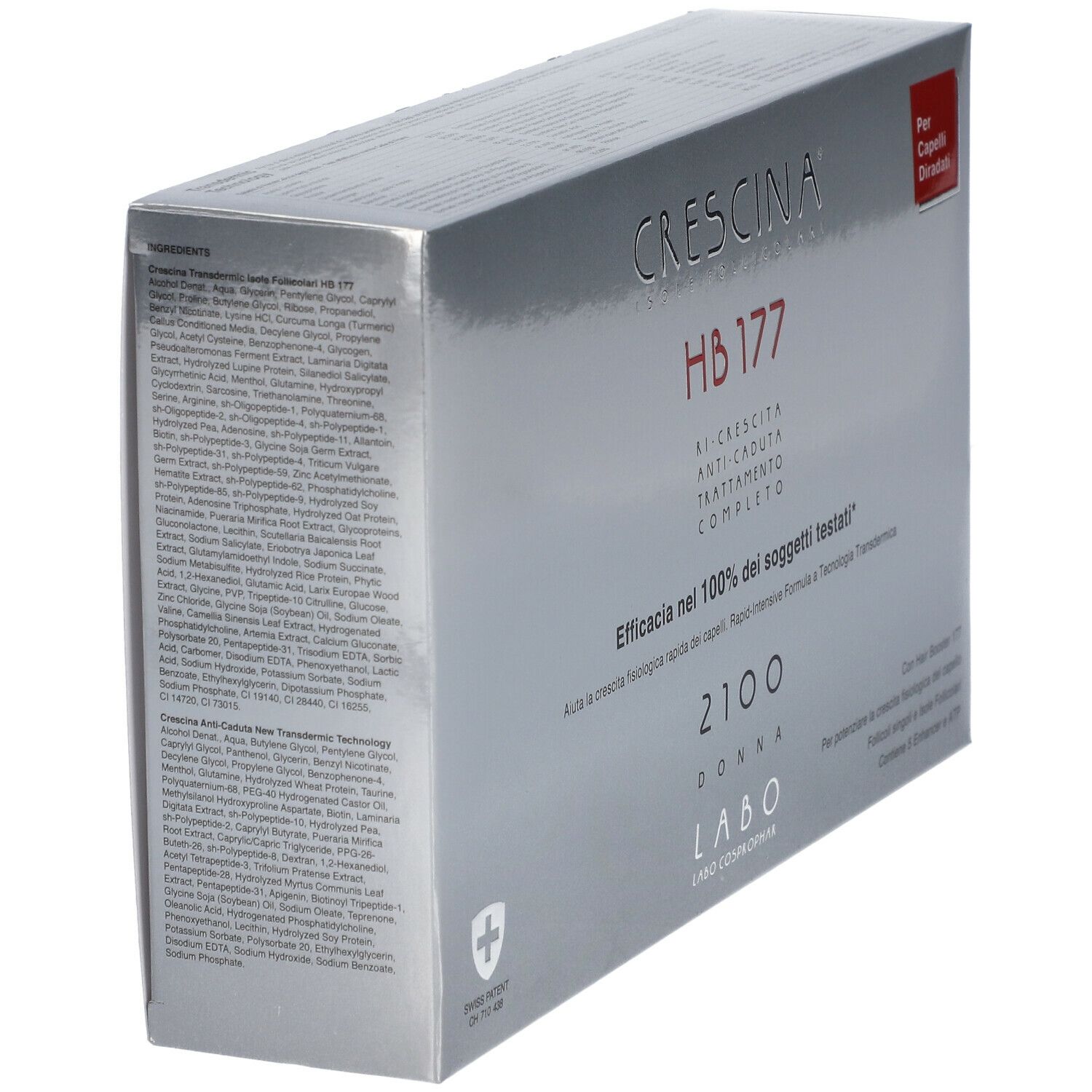 Confezione argento CRESCINA HB 177, anti-caduta, 2100 Donna. Dettaglio ingredienti.