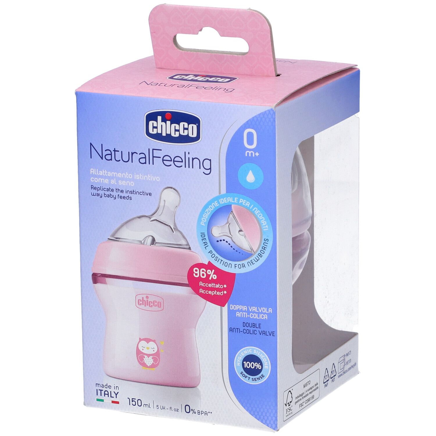 Chicco Naturalfeeling Biberon 0M+ 150ml Flusso Lento Bimba