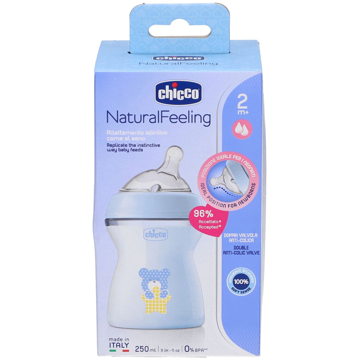 Chicco Naturalfeeling Biberon 2M+ 250ml Flusso Medio Bimbo