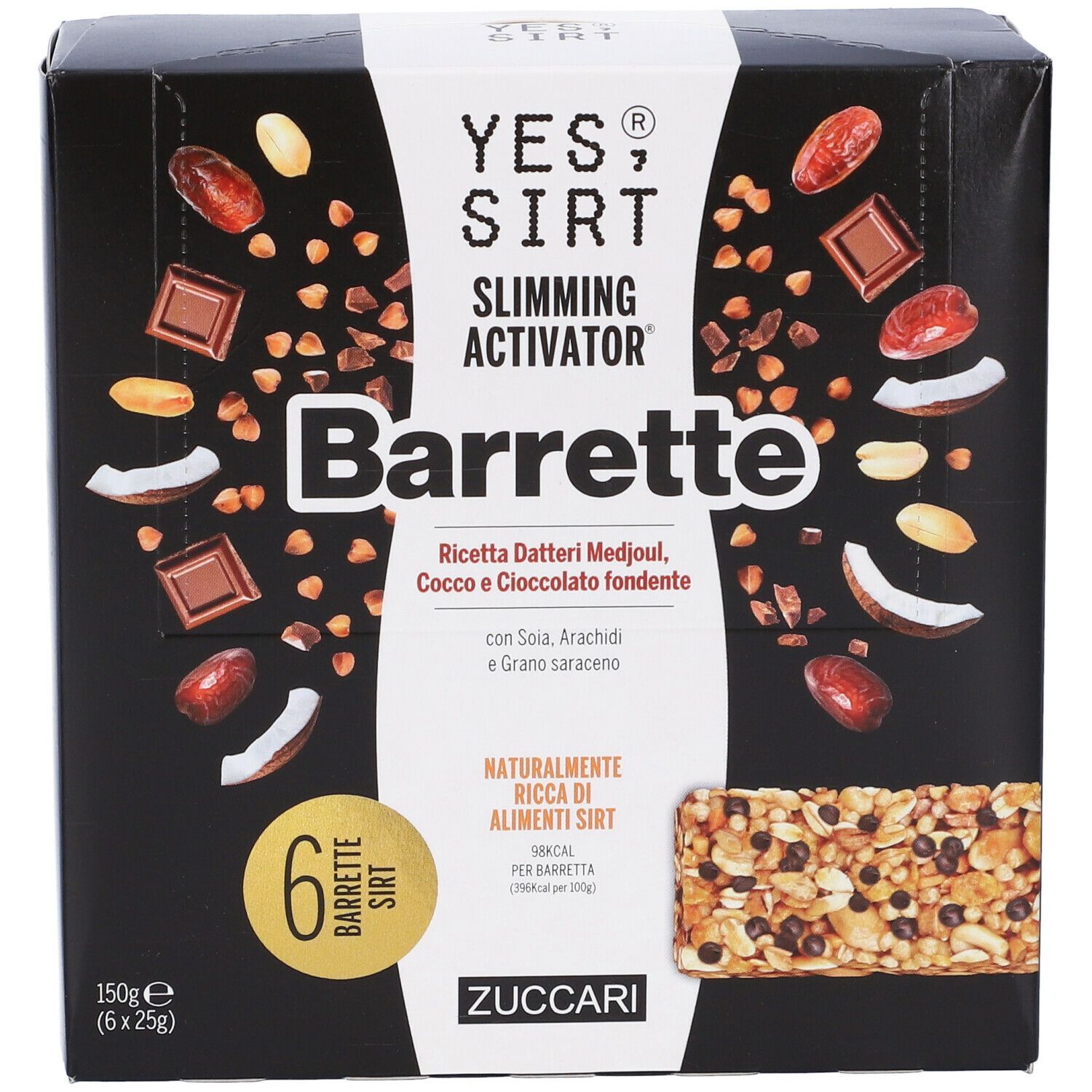 YES SIRT Barrette Ricetta Dattery Medjoul Cocco e Cioccolato fondente