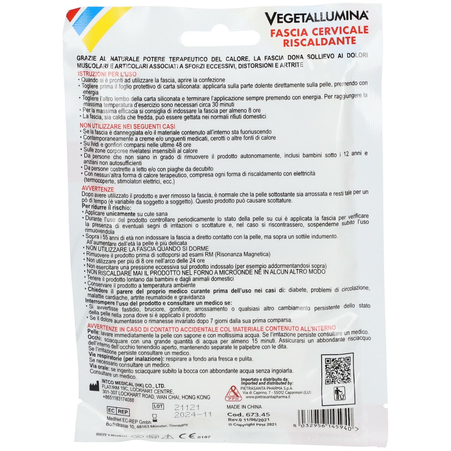 Vegetallumina® Fascia Cervicale Riscaldante 1 pz