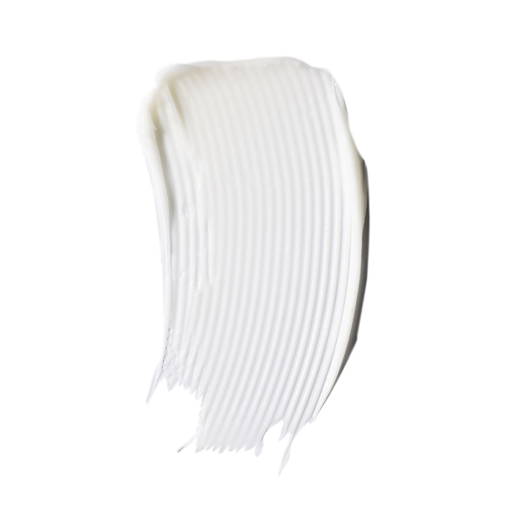 Traccia di prodotto cremoso bianco. Texture con sottili scanalature.