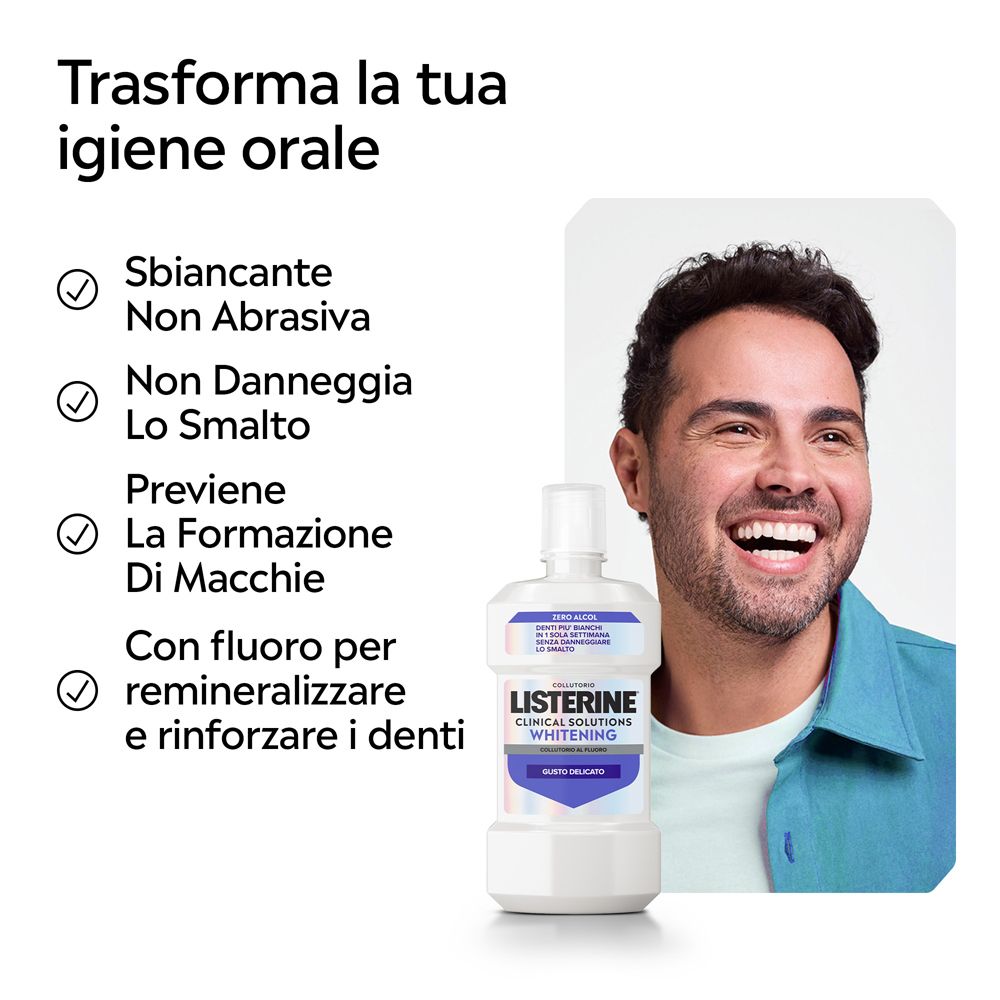 Collutorio Listerine Advanced White, Zero Alcol. Per una migliore igiene orale, con fluoro per remineralizzare.