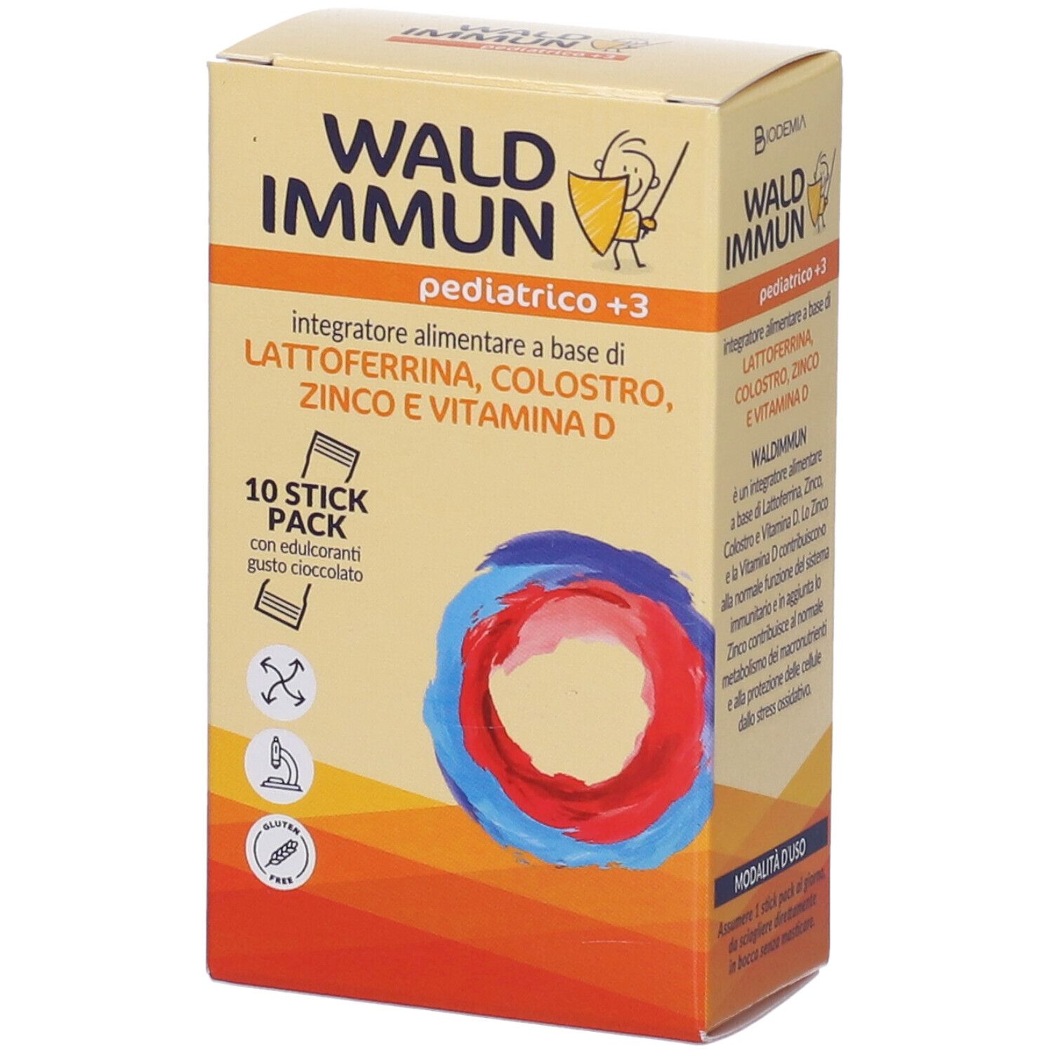 Wald Immun Pediatrico +3 10 Stick Gusto Cioccolato