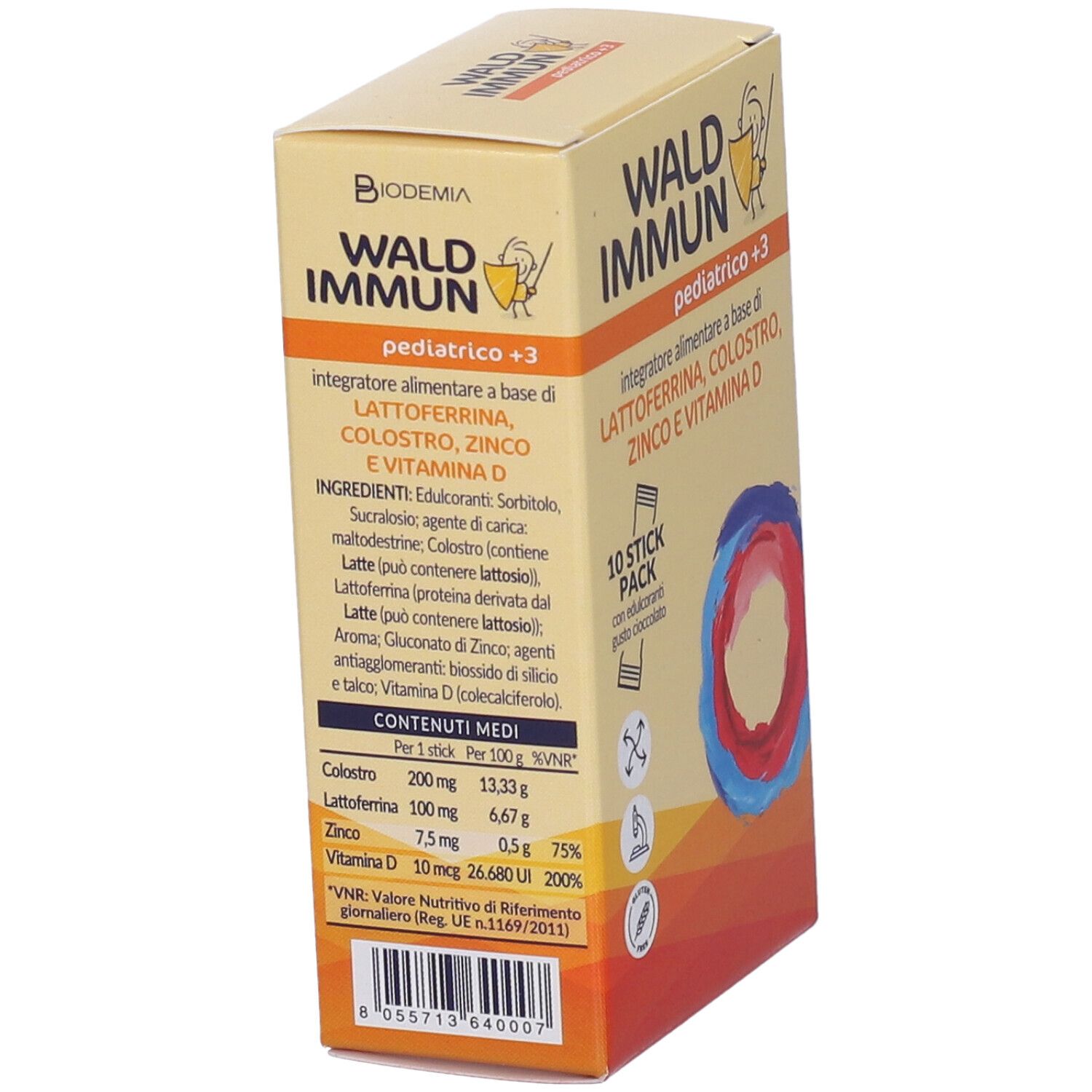 Wald Immun Pediatrico +3 10 Stick Gusto Cioccolato