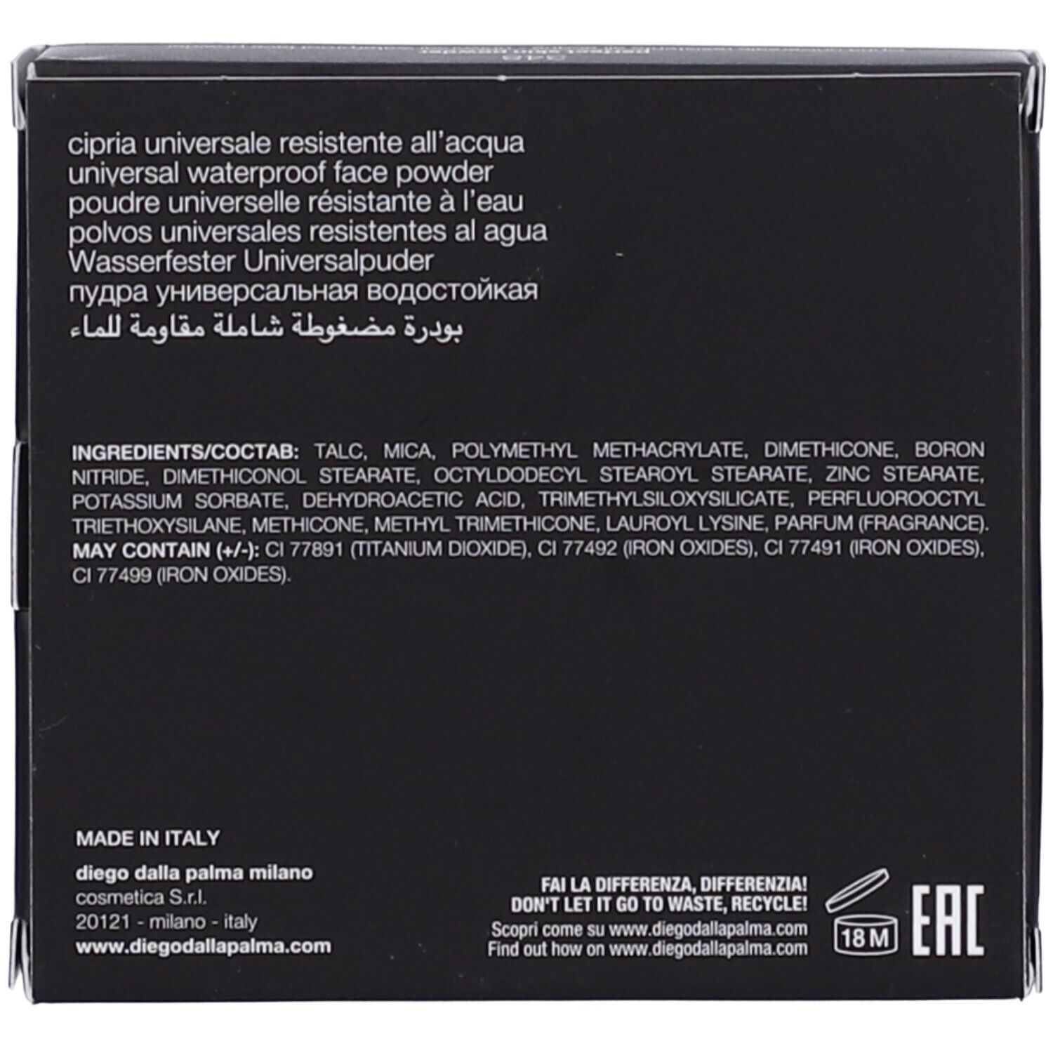 Diego dalla Palma Perfect Skin Powder Cipria Universale Resistente all'Acqua
