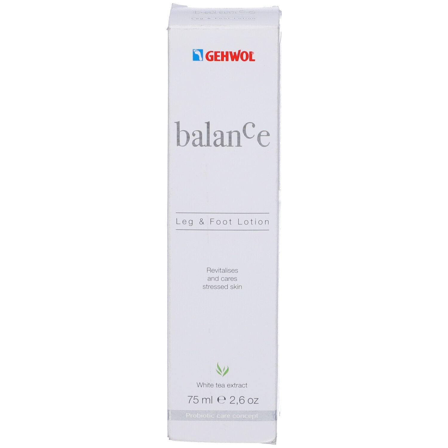 Confezione Gehwol Balance Lozione Gambe & Piedi. Logo e nome. 75 ml.