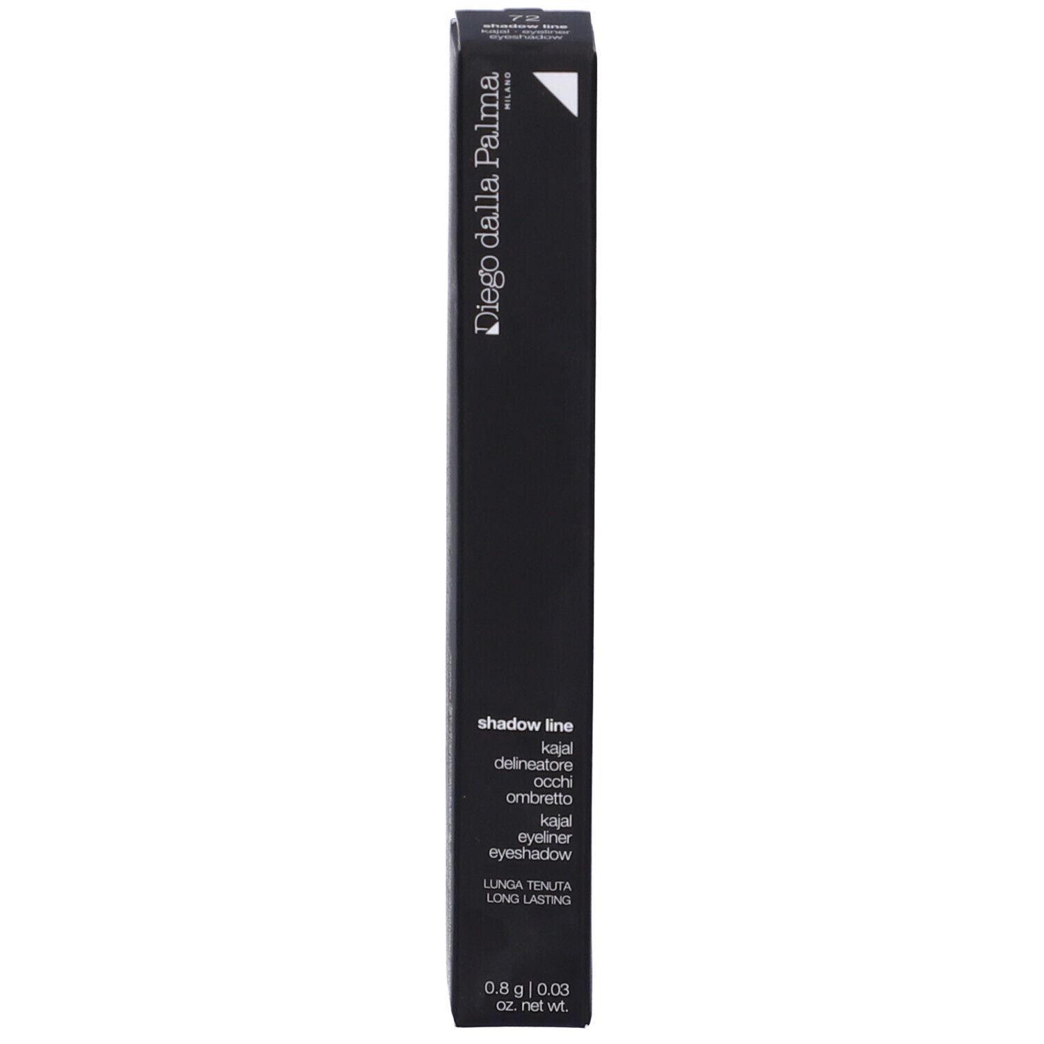 Confezione nera con informazioni prodotto. Marca: Diego Dalla Palma. Testo: Kajal Eyeliner, 0.8g.