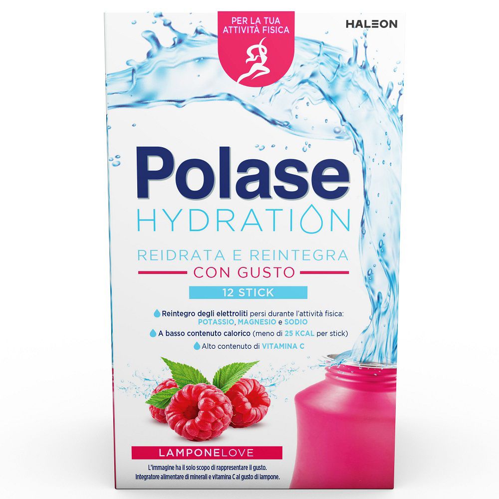 Polase Hydration Magnesio e Potassio Vitamina C Lampone, 12 bustine