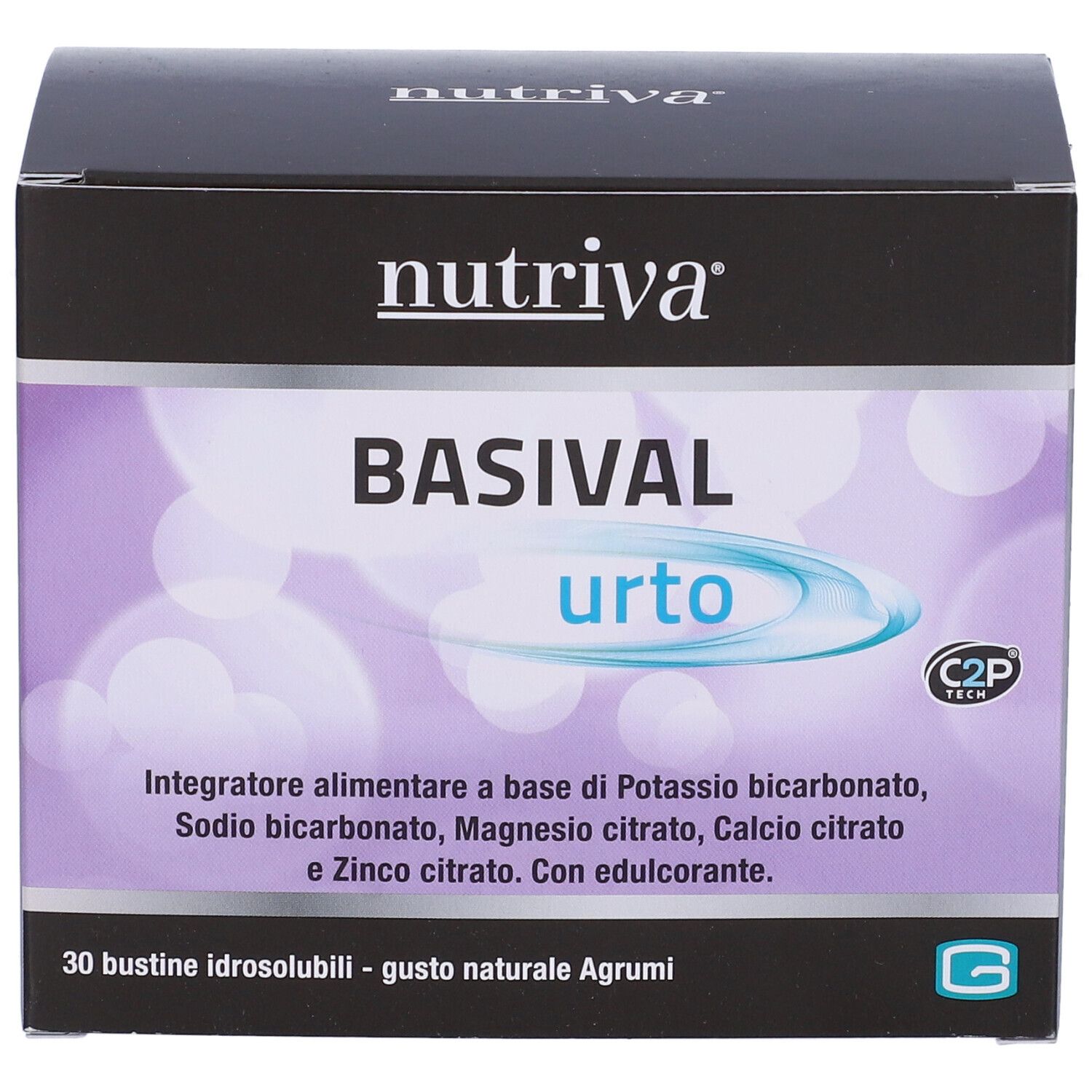 Fronte della scatola Nutriva Basival Urto. Scritto: Basival Urto, 30 bustine. Contiene minerali e zinco.