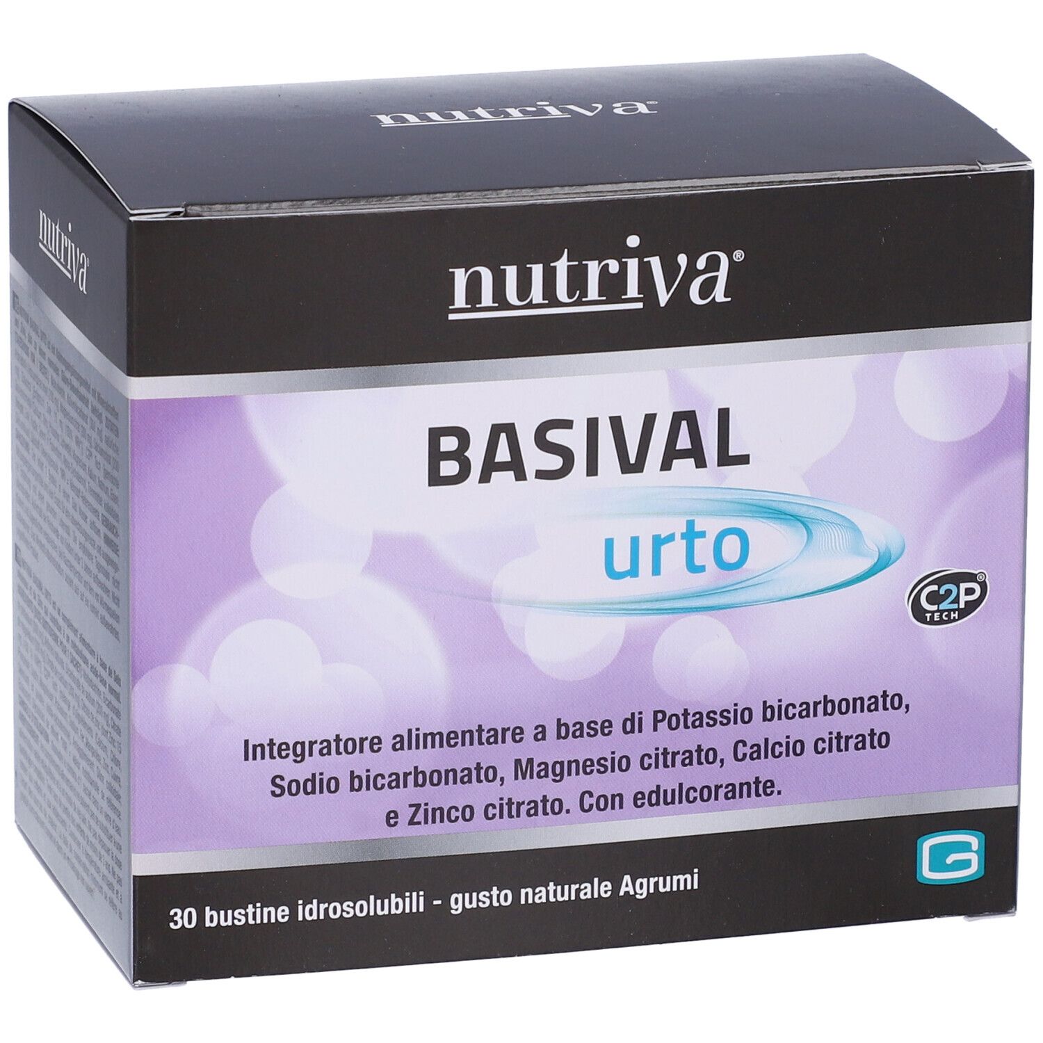Fronte della scatola Nutriva Basival Urto. Scritto: Basival Urto, 30 bustine. Contiene minerali e zinco.