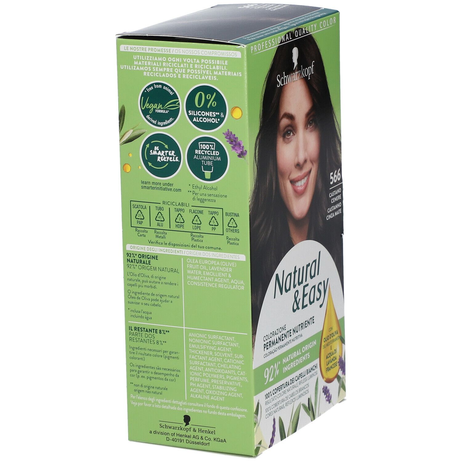 Schwarzkopf Natural & Easy Tinta 566 Castano Cenere