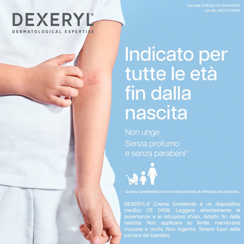 Braccio di bambino con pelle secca, adatto a tutte le età.