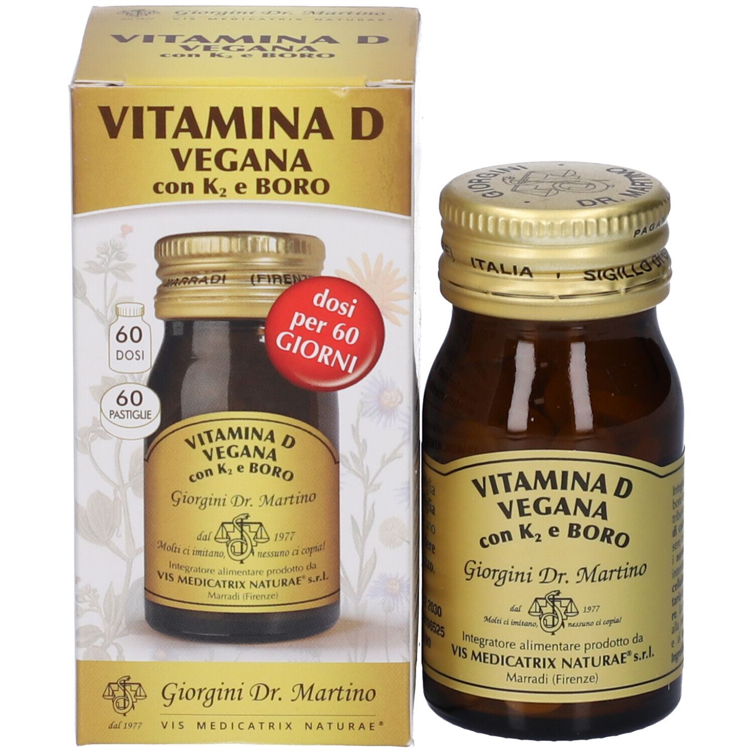 Vitamina D Vegana Con K2+Boro 60 Pastiglie