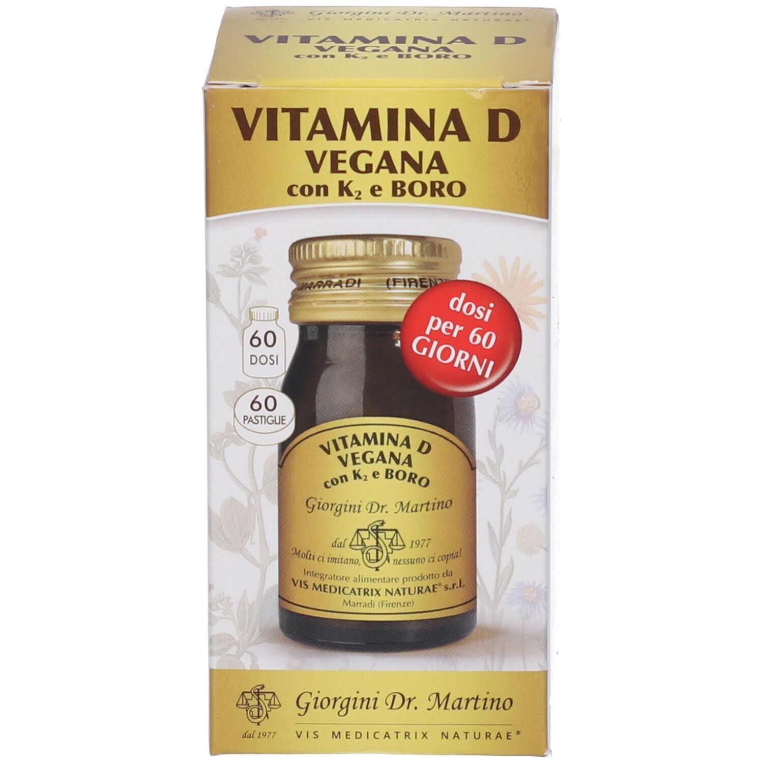 Vitamina D Vegana Con K2+Boro 60 Pastiglie