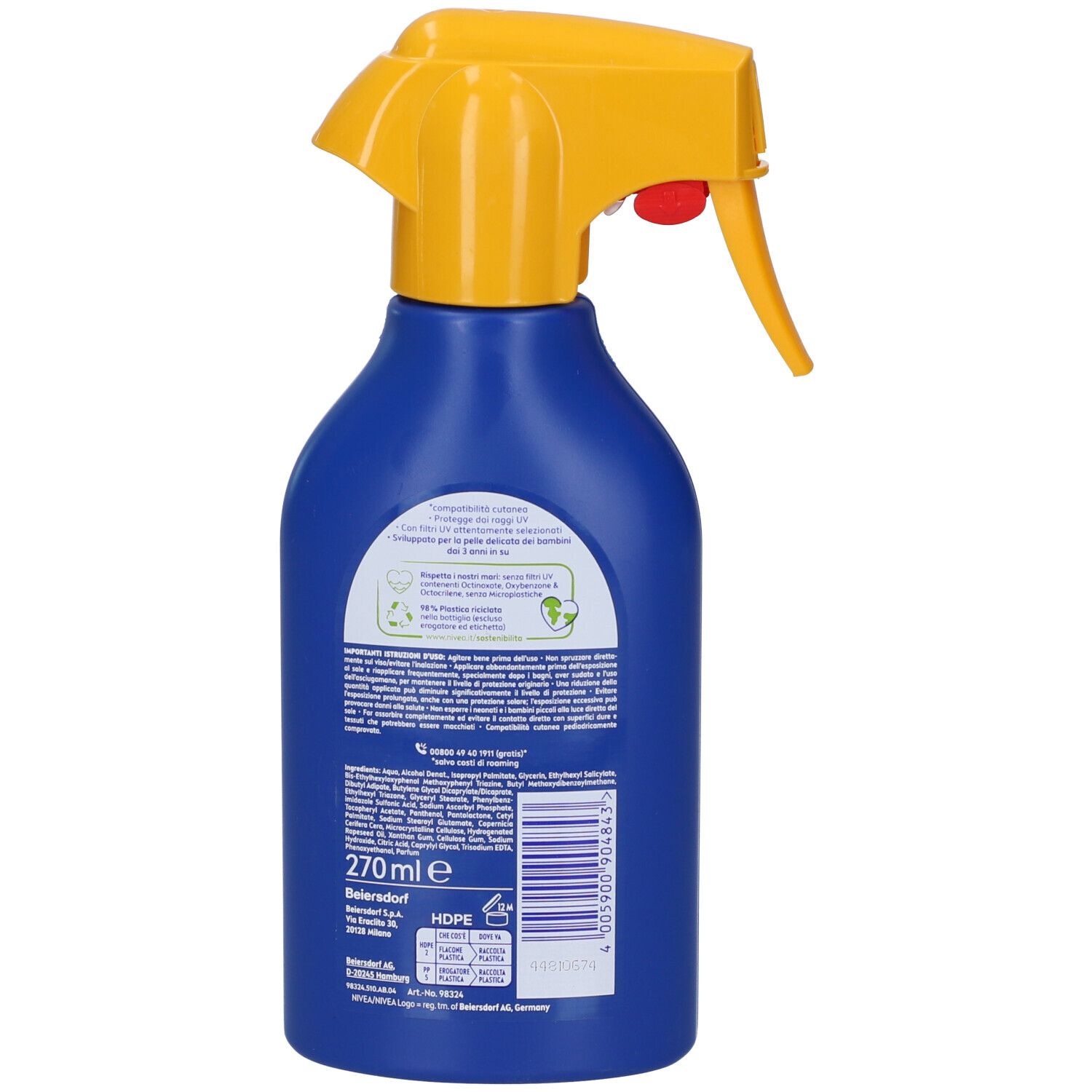 Nivea Sun Spray Solare Kids Protect & Care FP30 270 ml, Crema solare per bambini waterproof
