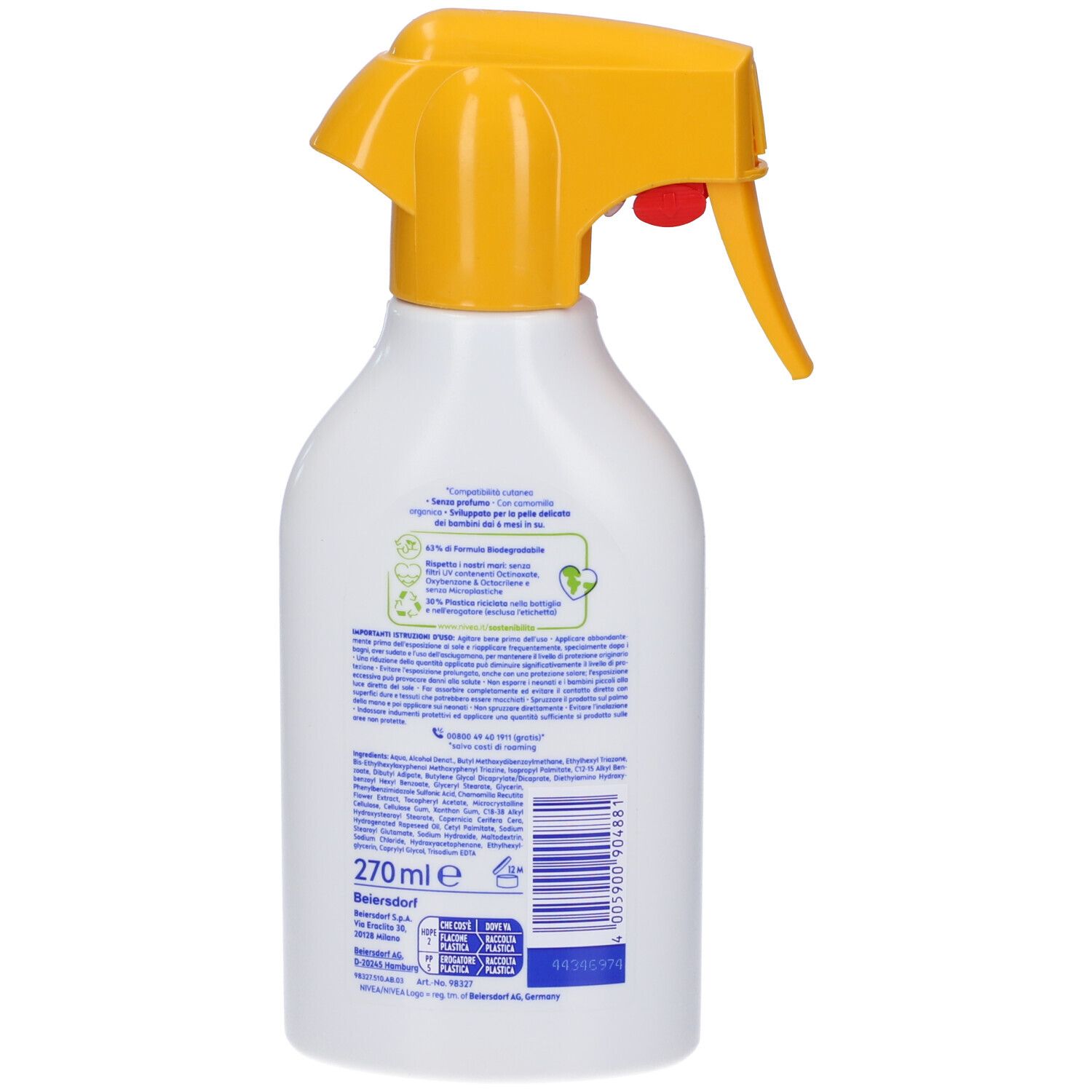 Nivea Sun Spray Solare Kids Sensitive Protect FP50+ 270 ml, Crema solare per bambini e neonati