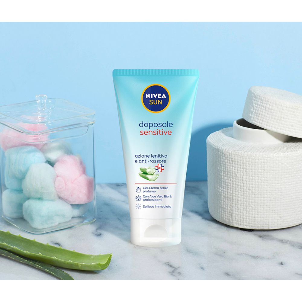 Nivea Sun Gel Crema Doposole Sensitive 175 ml, Dopo sole per pelli sensibili rinfrescante e lenitivo
