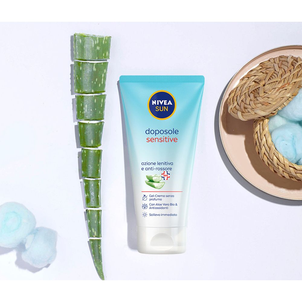 Nivea Sun Gel Crema Doposole Sensitive 175 ml, Dopo sole per pelli sensibili rinfrescante e lenitivo
