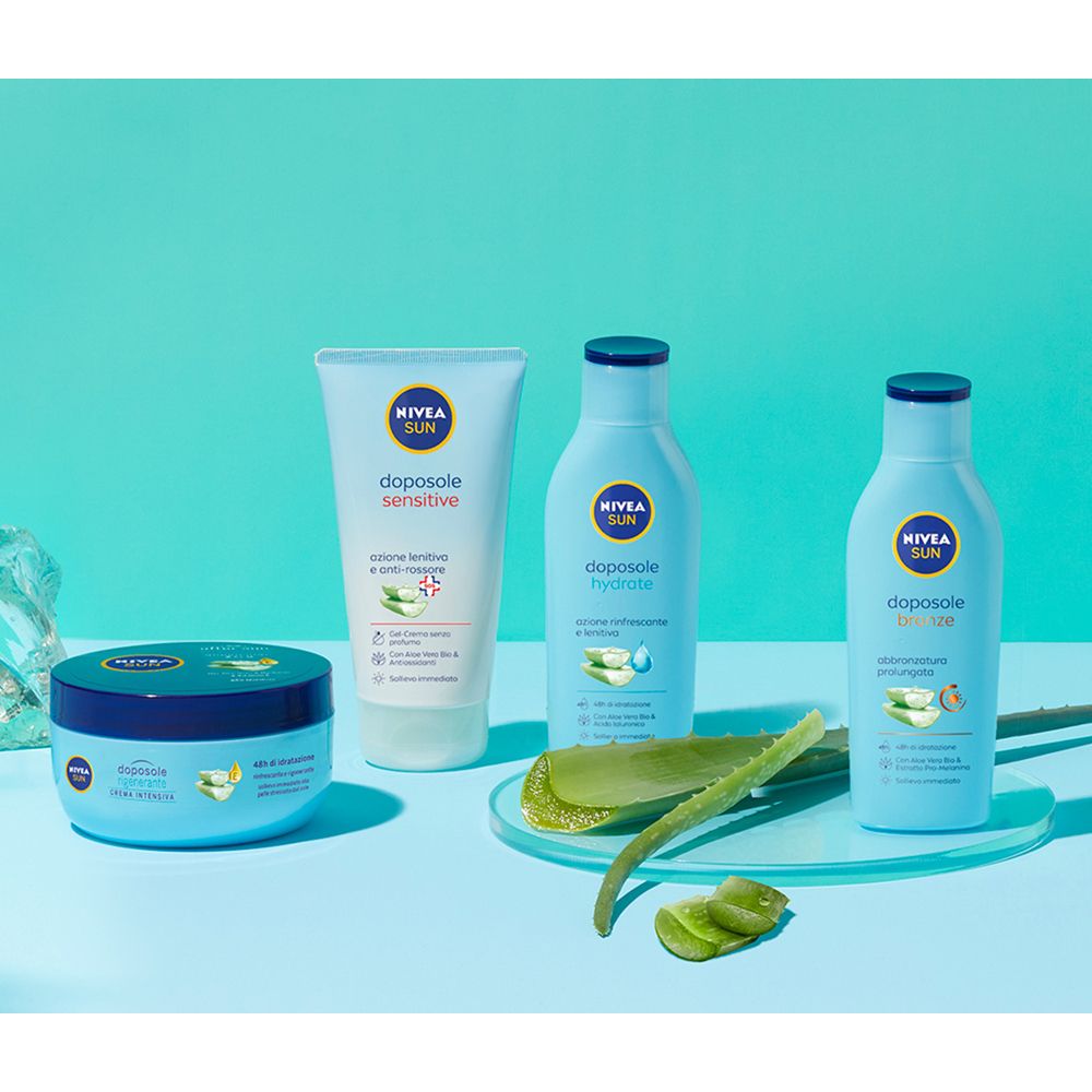 Nivea Sun Gel Crema Doposole Sensitive 175 ml, Dopo sole per pelli sensibili rinfrescante e lenitivo