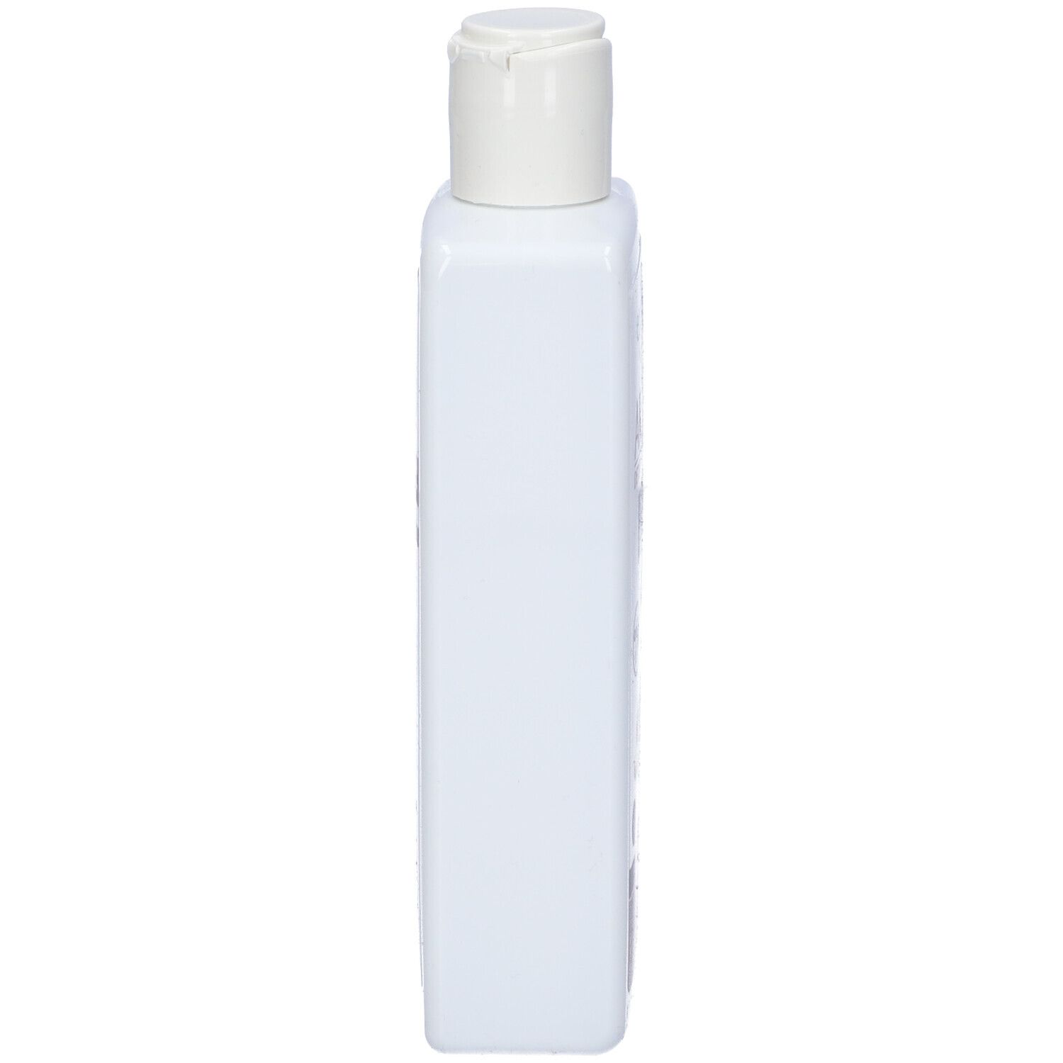 Prodotto bianco rettangolare con tappo bianco. Vista laterale. Nessun altro dettaglio visibile.