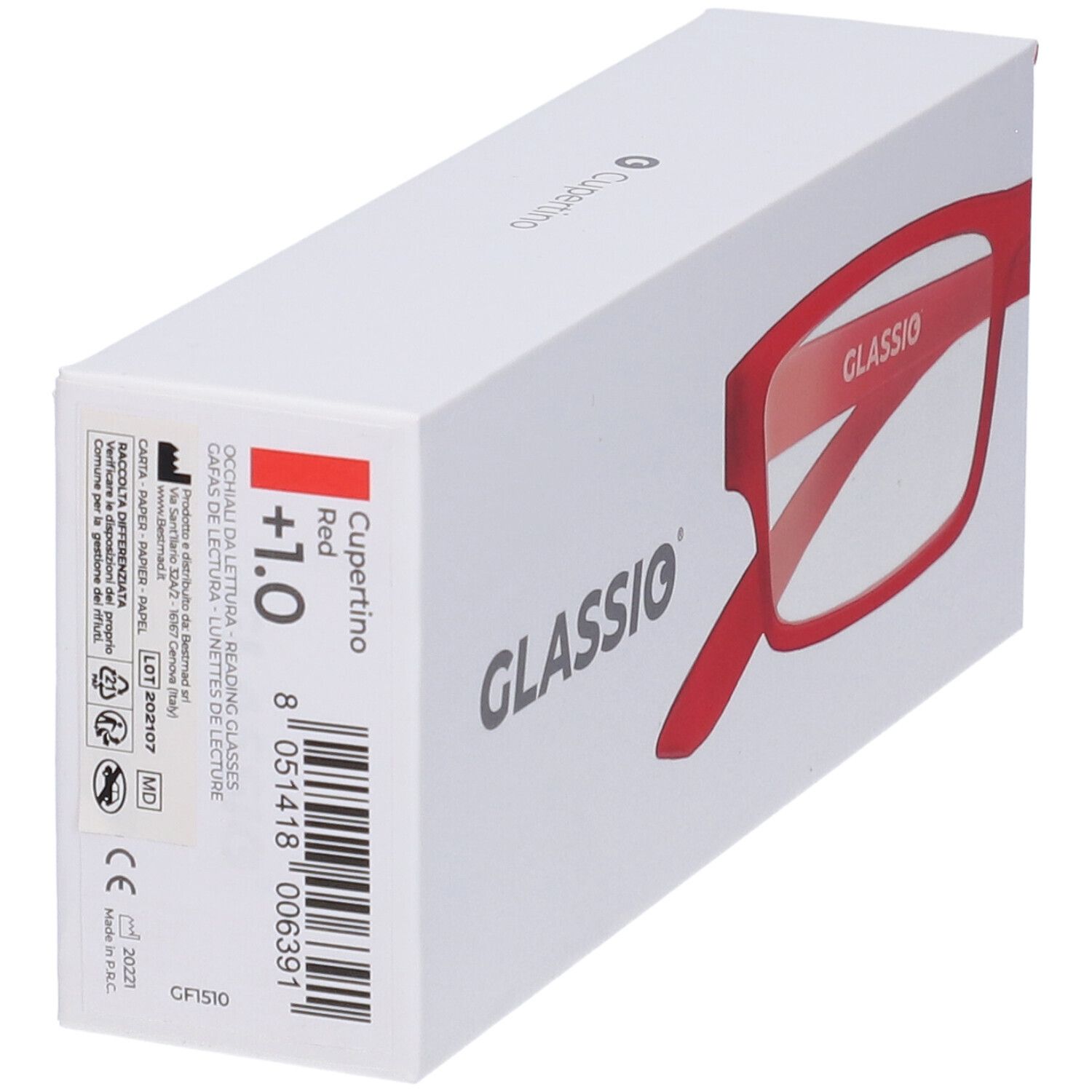 Occhiali da Lettura Glassio Cupertino Colore Rosso Gradazione +1,0