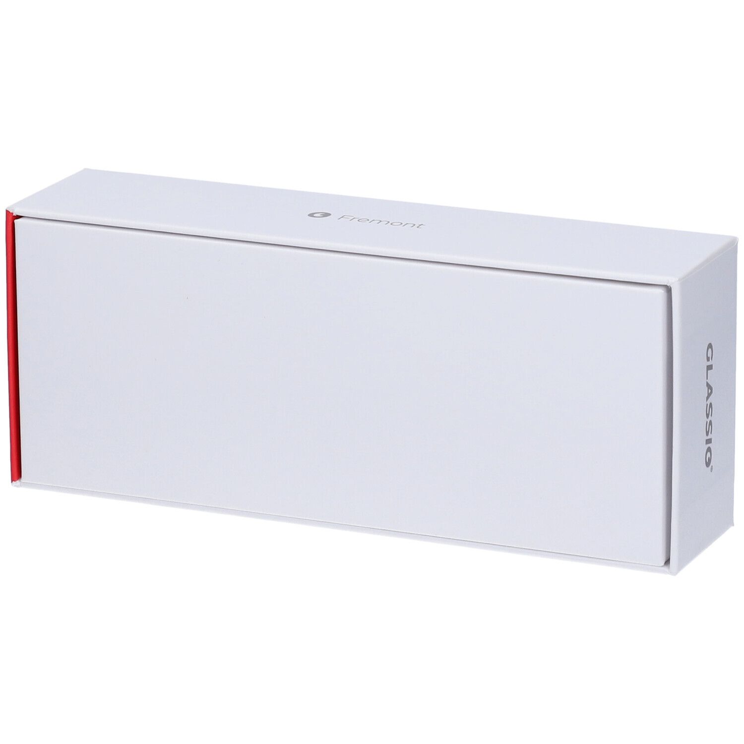 Confezione rettangolare bianca. Scritta: Fremont. Sul lato: GLASSio.
