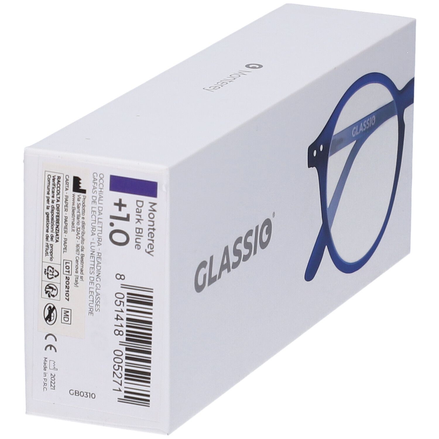 Occhiali da Lettura Glassio Monterey Colore Blu Scuro Gradazione +1,0