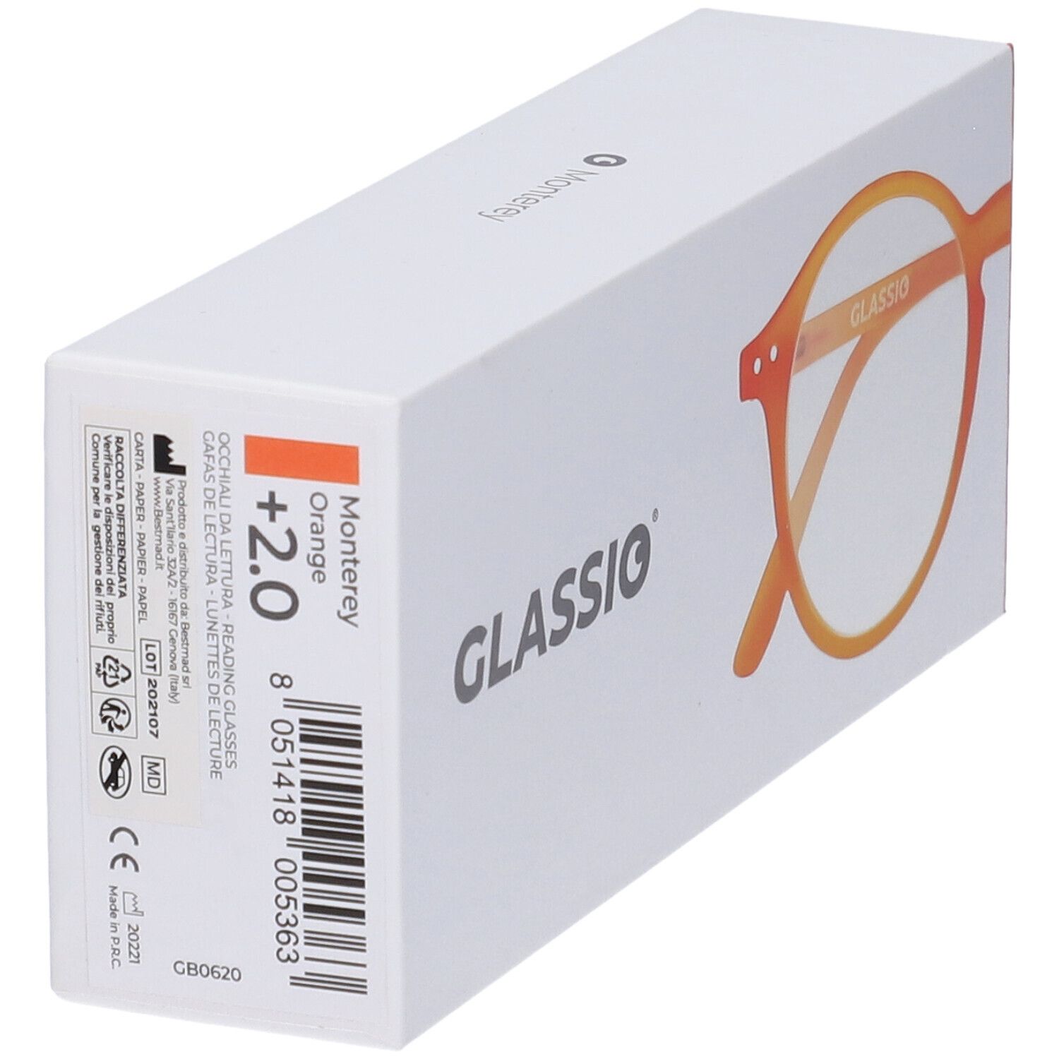 Occhiali da Lettura Glassio Monterey Colore Arancione Gradazione +2,0