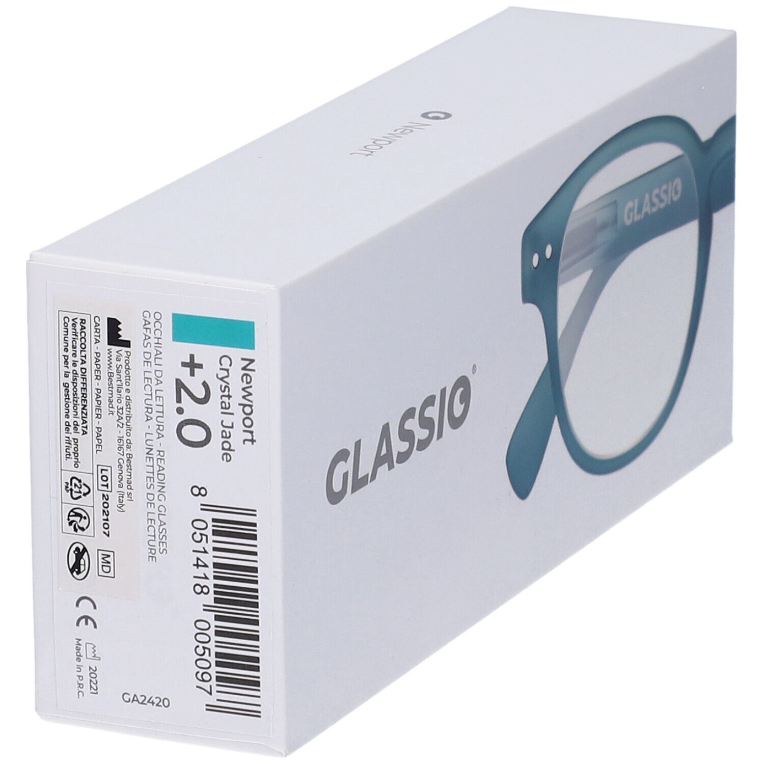 Occhiali da Lettura Glassio Newport Colore Crystal Jade Gradazione +2,0