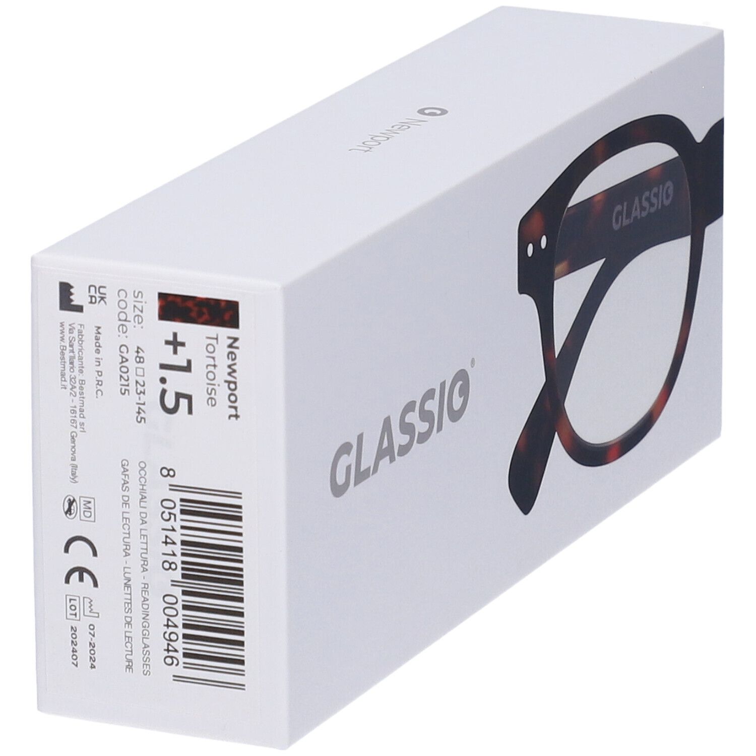 Occhiali da Lettura Glassio Newport Colore Tortoise Gradazione +1,5