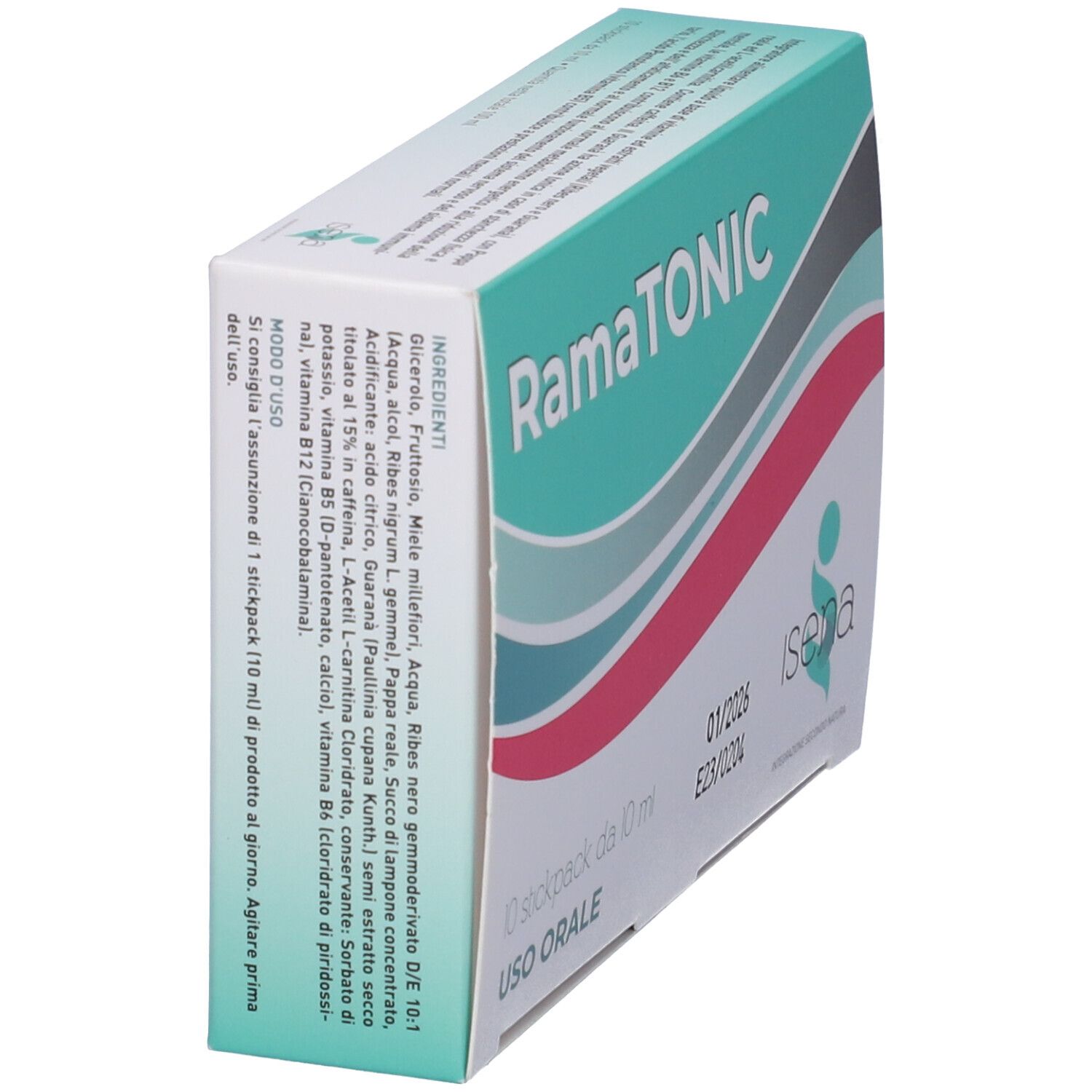 Confezione RamaTONIC. Ingredienti e istruzioni per l'uso. Logo e marchio visibili.