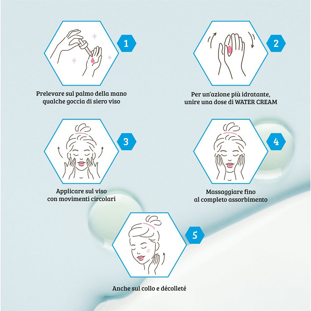 Applicazione: Applicare e massaggiare il siero viso.