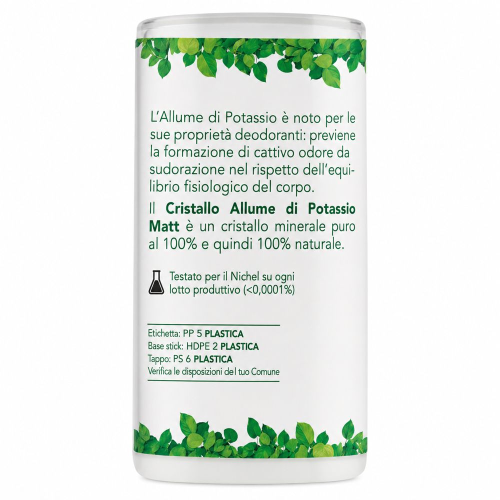 Cristallo di Allume di Potassio Matt, 120g. Testato dermatologicamente. Uso esterno.