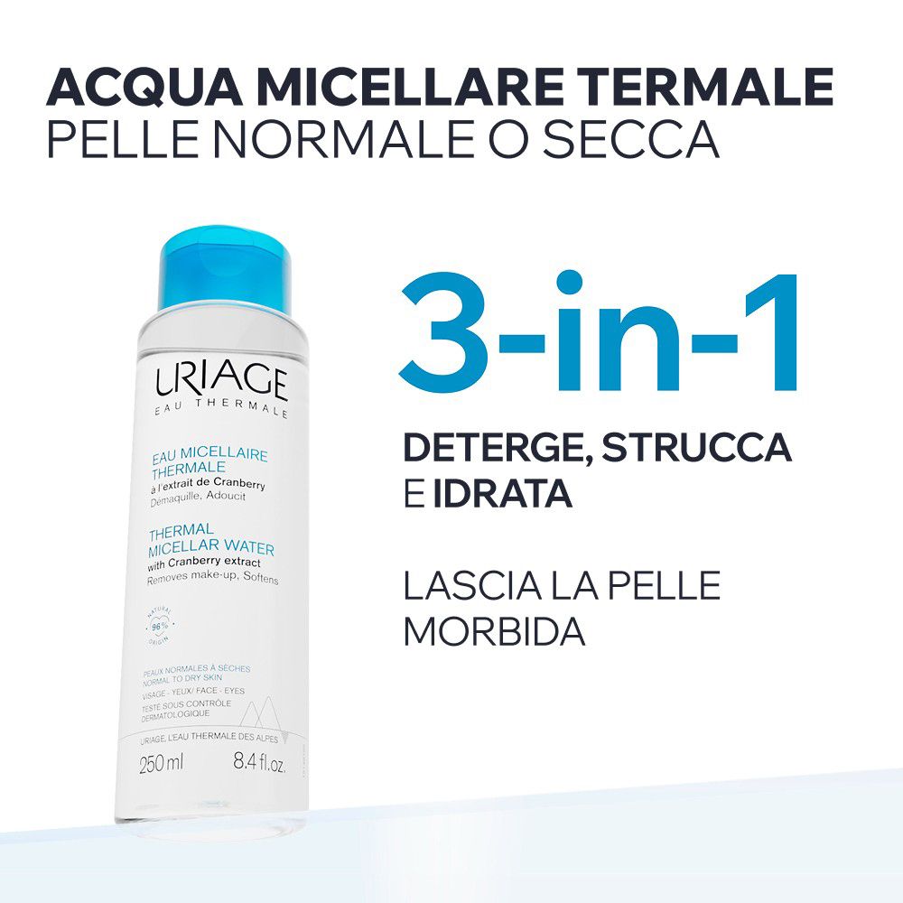 Uriage Acqua Micellare Termale 3-in-1: deterge, strucca, idrata.