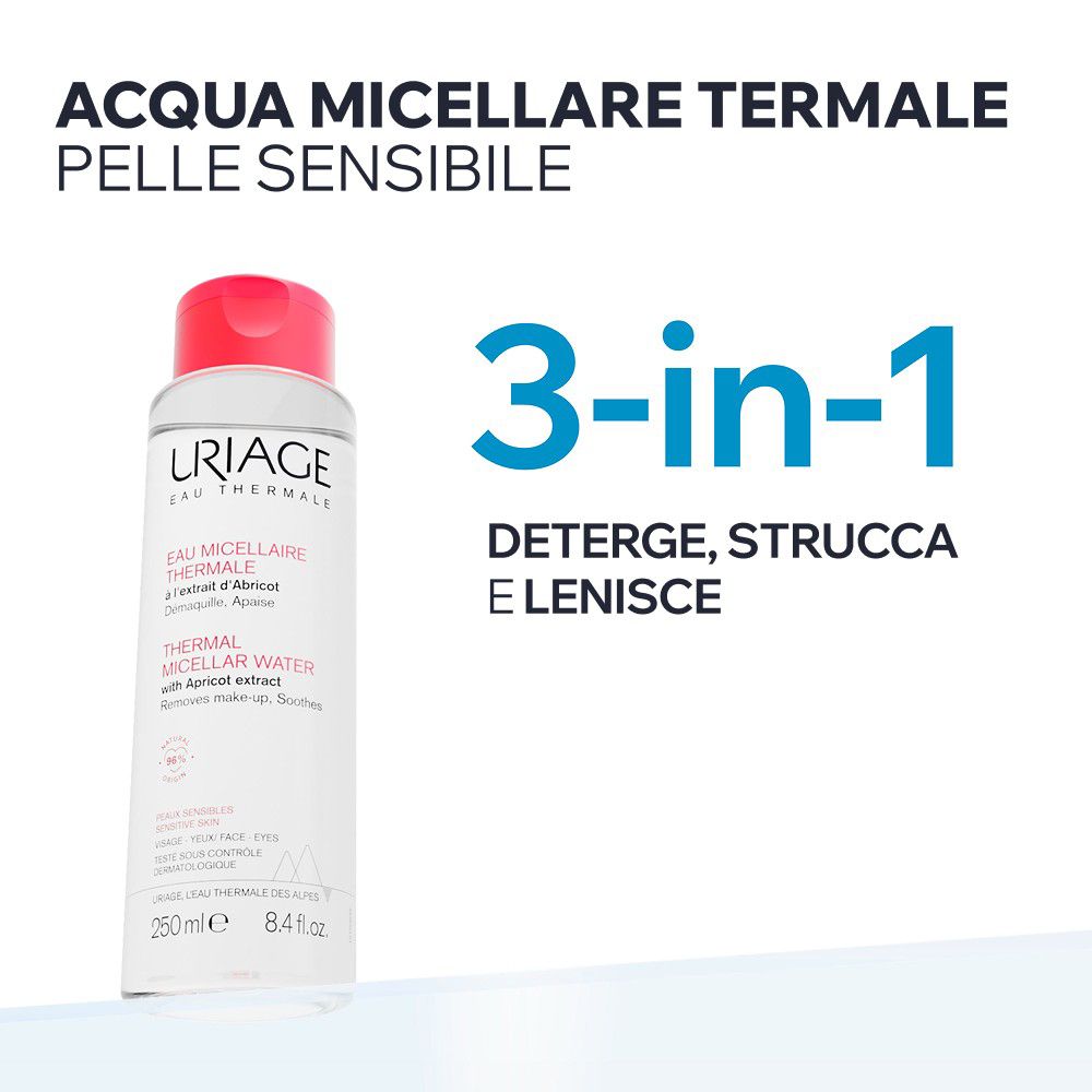 URIAGE Acqua micellare termale pelle sensibile, viso, occhi, labbra, strucca, lenisce - Risparmia il 10% con il codice: uriage0726