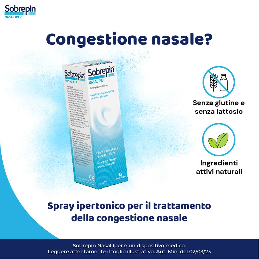 Sobrepin Nasal Iper Soluzione Ipertonica Spray Estratti Naturali 30 Ml