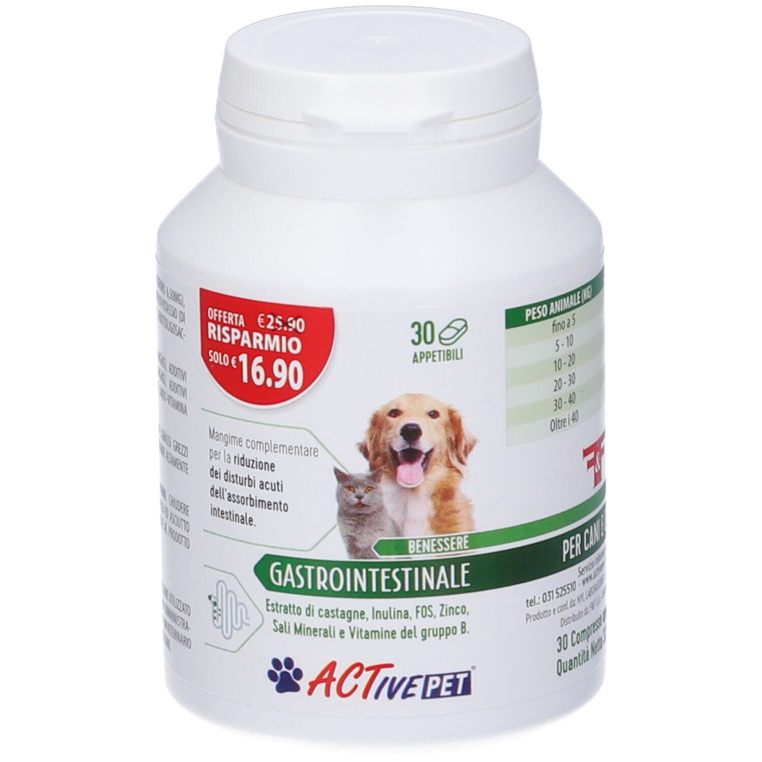 F&F Active Pet Benessere Gastrointestinale Compresse per Cani e Gatti