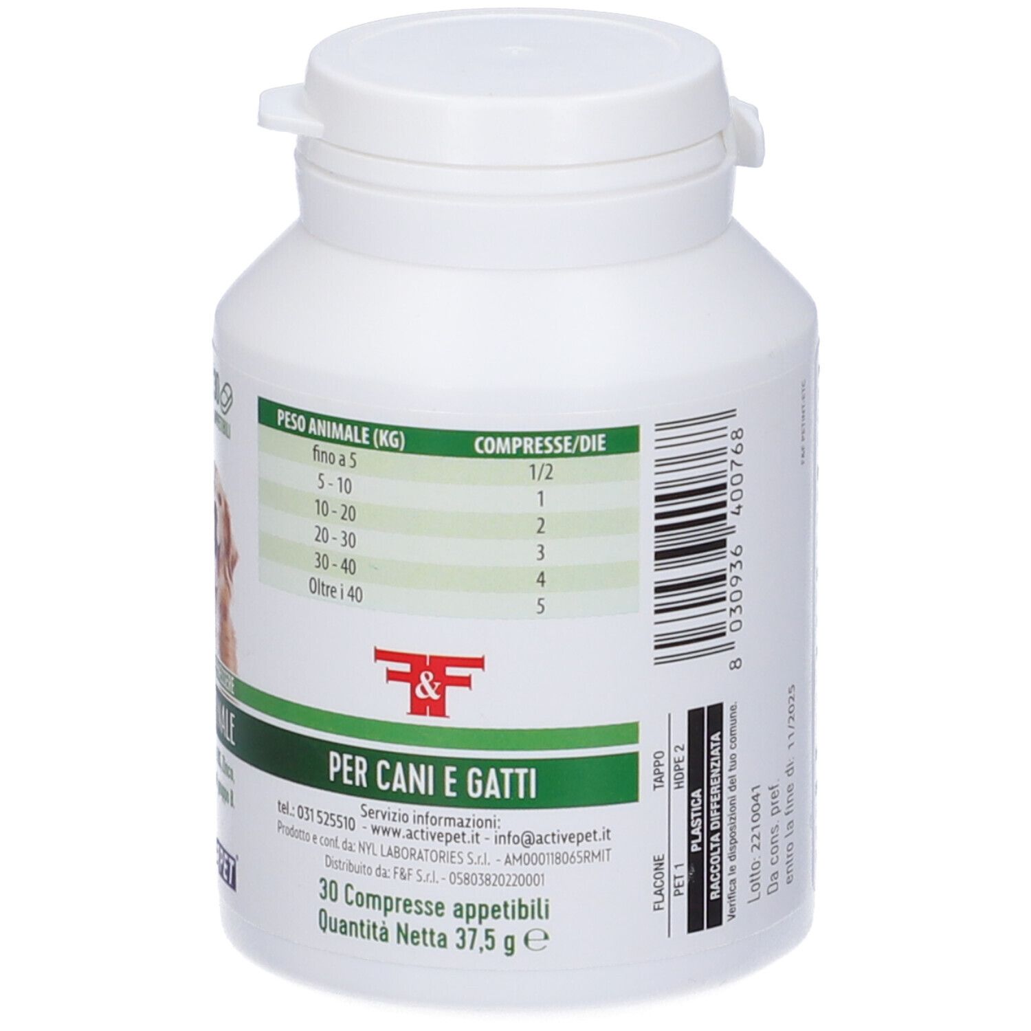F&F Active Pet Benessere Gastrointestinale Compresse per Cani e Gatti