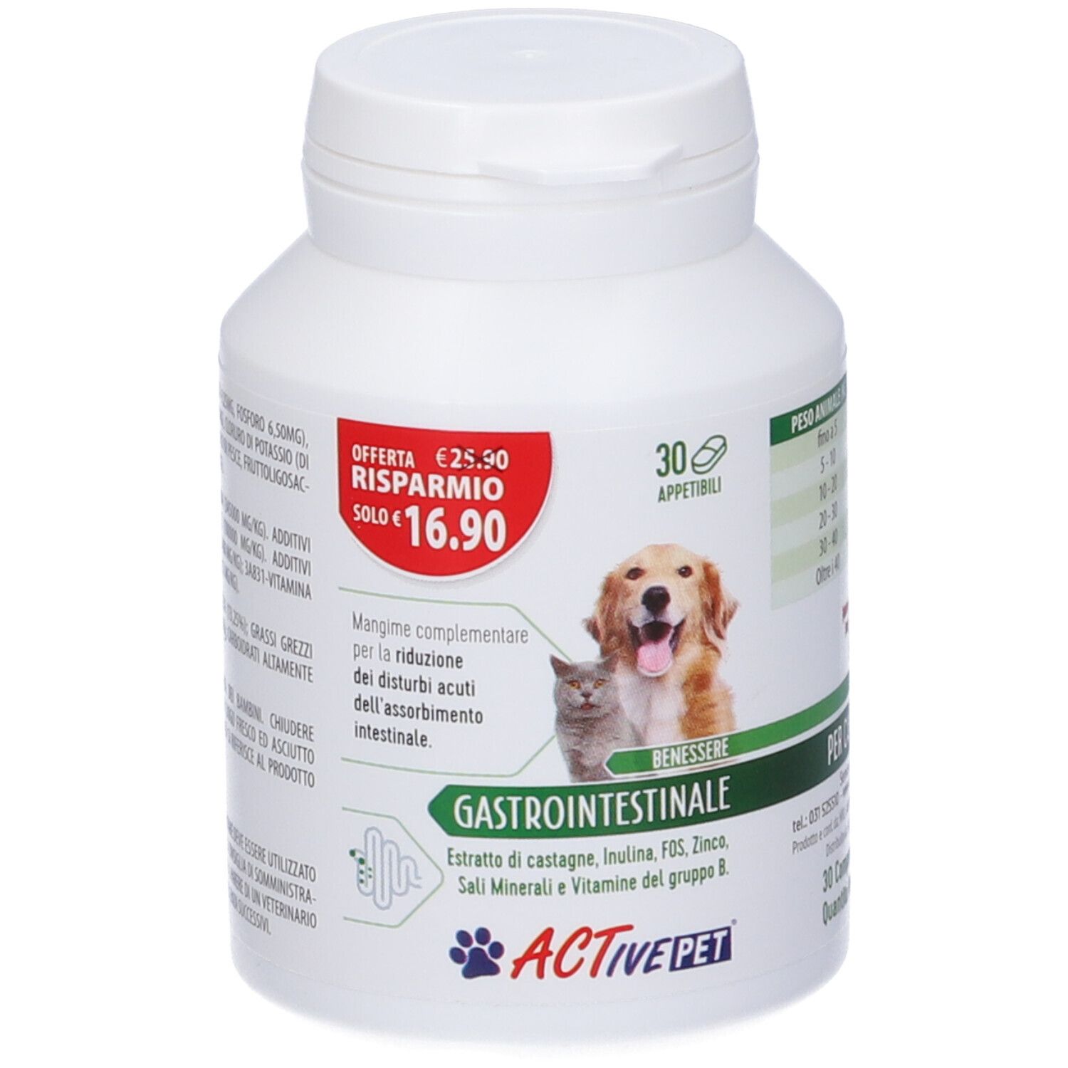 F&F Active Pet Benessere Gastrointestinale Compresse per Cani e Gatti