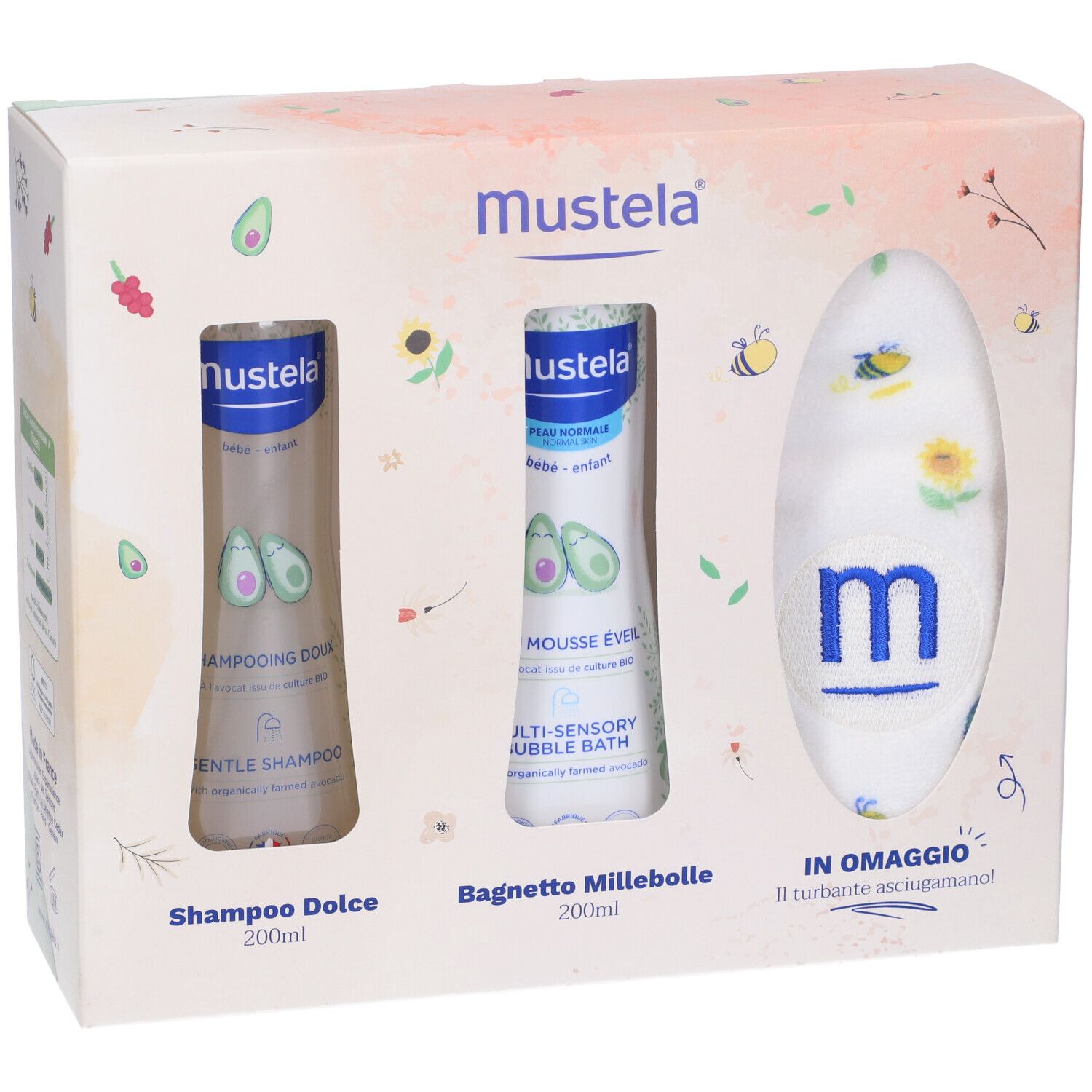 Mustela Cofanetto Shampoo Dolce + Bagnetto Millebolle + Turbante  Asciugamano in Omaggio 1 pz