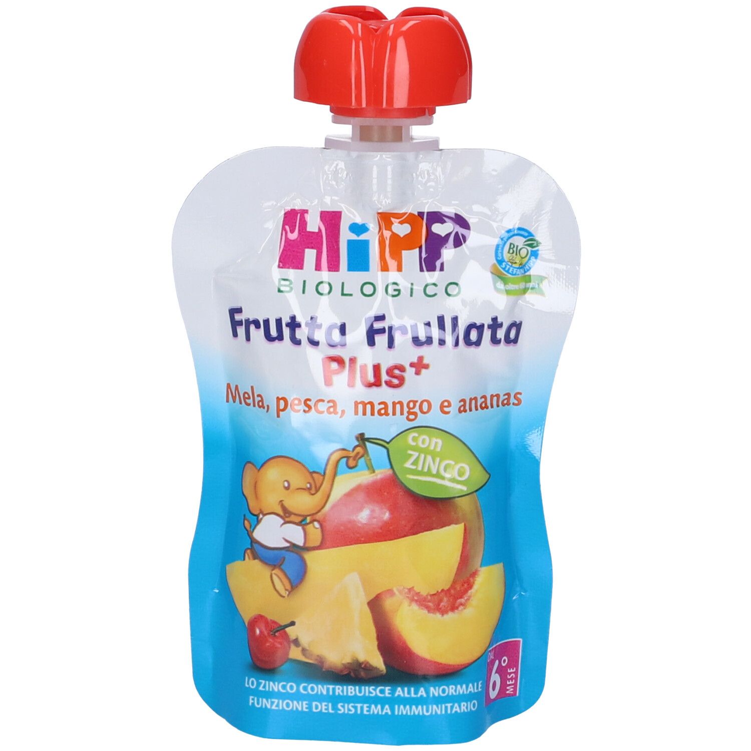 Hipp Bio Frutta Frullata Plus + Mela Pesca Mango Ananas Con Zinco 90 g