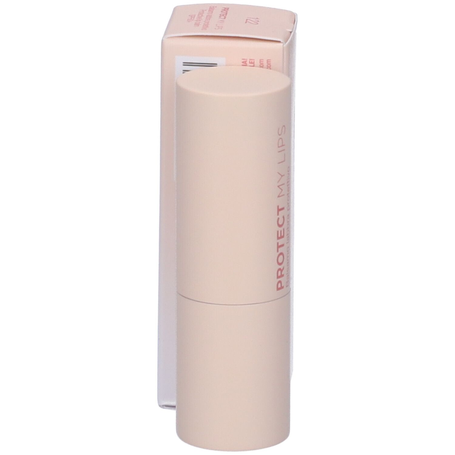 Balsamo per labbra e confezione. Sulla confezione: Diego dalla Palma, PROTECT MY LIPS, SPF 50+.